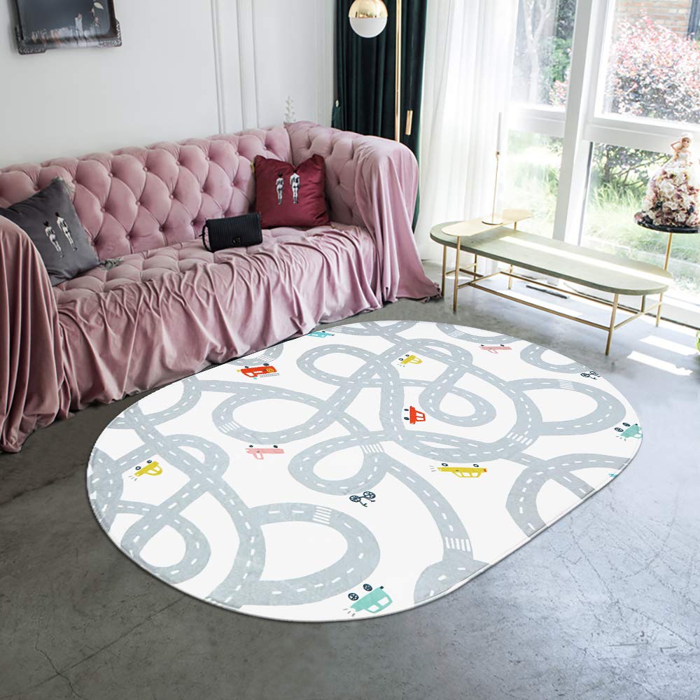 LIVEBOX Road Traffic Kids Play Area Rug 3'x5' Washable Playroom Educational & Fun with Cars and Toys Non-Slip Children Nursery Rugs for Living Room Bedroom Classroom Entryway Kids Tent