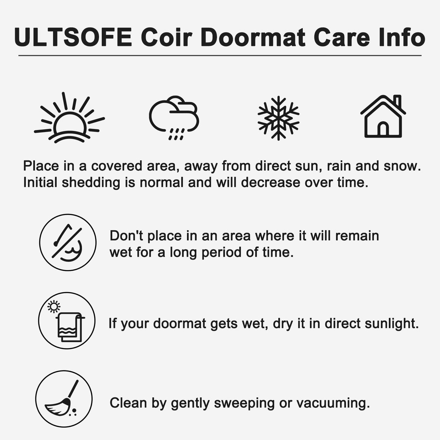 ULTSOFE Natural Coco Coir Door Mat with Heavy Duty Backing, 17" x 30" Anti-Slip Coconut Welcome Mat Outside Entrance, Easy Clean Front Door Doormat for Entry, Porch, Patio, Garden, Garage, Mudroom