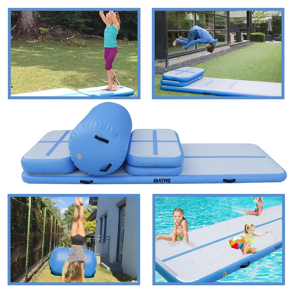 IBATMS Air Tumble Track Mat,Inflatable Gymnastics Air Mat for Gymnastics Training/Home Use/Cheerleading/Yoga/Water with Electric Pump