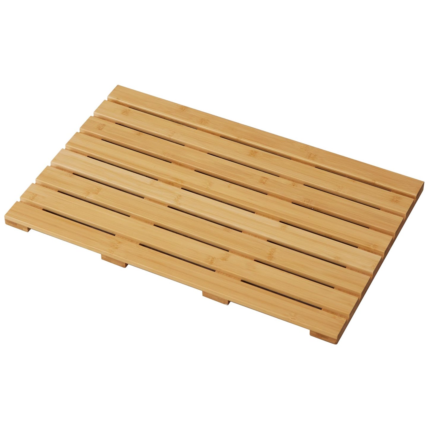 Bamboo Bath Mat for Shower with Non-Slip Rubber,Bathtub Mat,Floor Mat,Shower Mat for Indoor,Outdoor,Spa, Sauna, Pool (Natural, 25.5 * 17 * 1.4 inches)