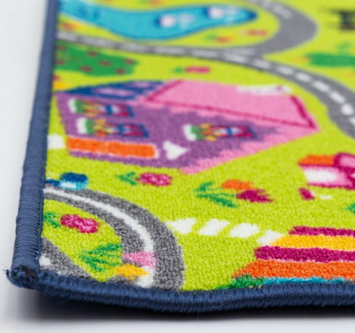 31" x 58" - Reversible Educational Alphabet ABCs/Girl's City Roads Fun Kids Area Rug