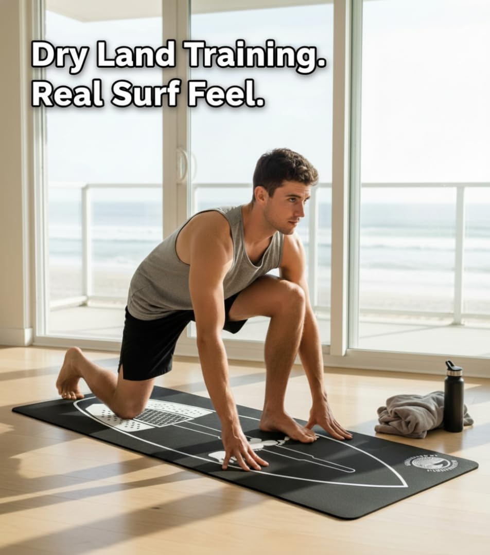 SurfStance Surf Training Mat 72" ร 27.5" - Surf Yoga Mat for Pop-Up Practice, Balance & Surfing Workout - Durable Non-Slip Neoprene Rubber Surf Mat Trainer for Home and Surf Fitness