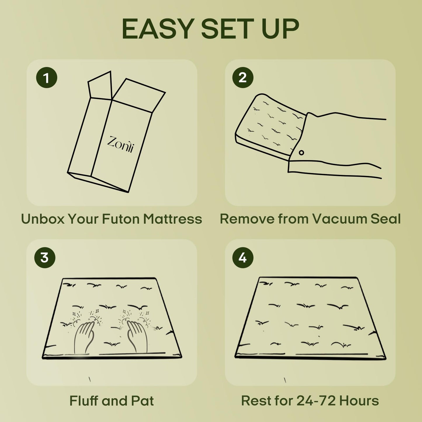 ZonLi Japanese Floor Futon Mattress Twin Size 75"x 39", 100% Cotton Cover 2.5'' Thicken Tatami Mattress, Foldable Sleeping Pad, Portable Dormitory Tatami Mat, Roll Up Floor Lounger Bed for Adult