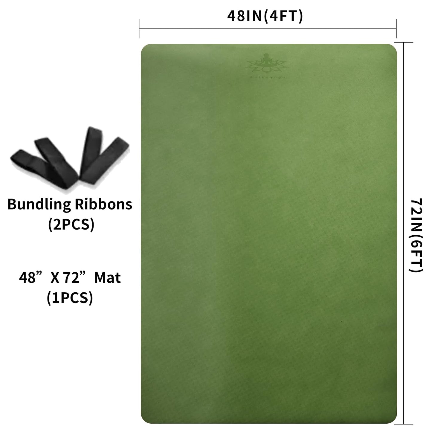 Hatha Yoga Large TPE Yoga Mat 6'x4'x1/2" Extra Thick Non-Slip Exercise Mat - for Yoga Pilates & Home Gym Workouts(Green)