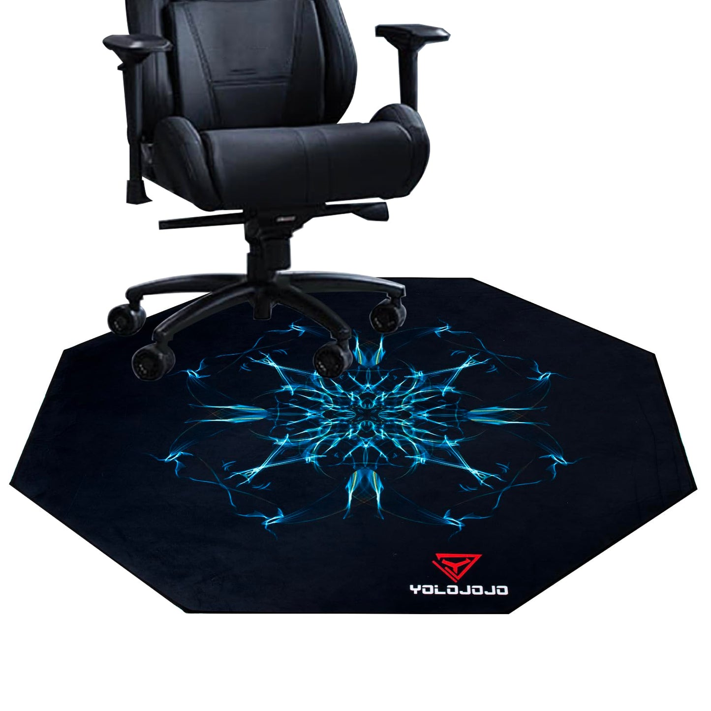 YOLOJOJO Office Chair Mats Hard-Floor Chair Mats Office Gaming Chair Mat with Blue Lightning Design, Octagon Shape (Purple)