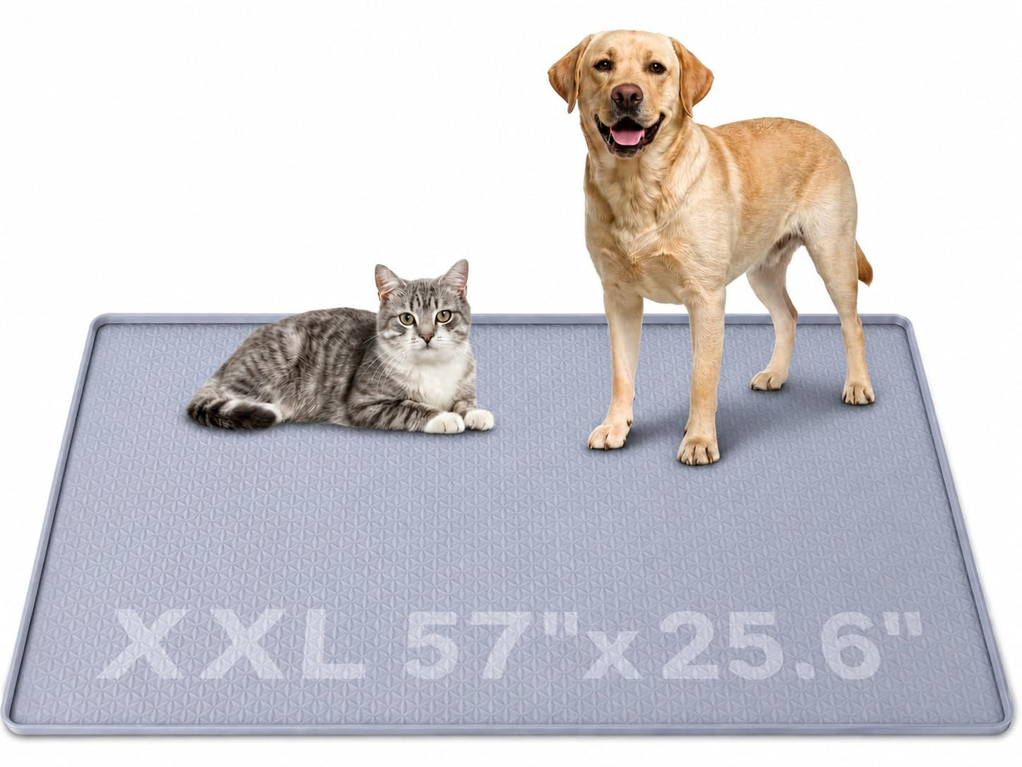 Aothey Dog Pee Pad Holder & Cat Litter Mat, XXL 51''×25.6'', Waterproof Floor Silicone Mat for Pets, Easy to Clean, Soft on Paws (Dark Grey)