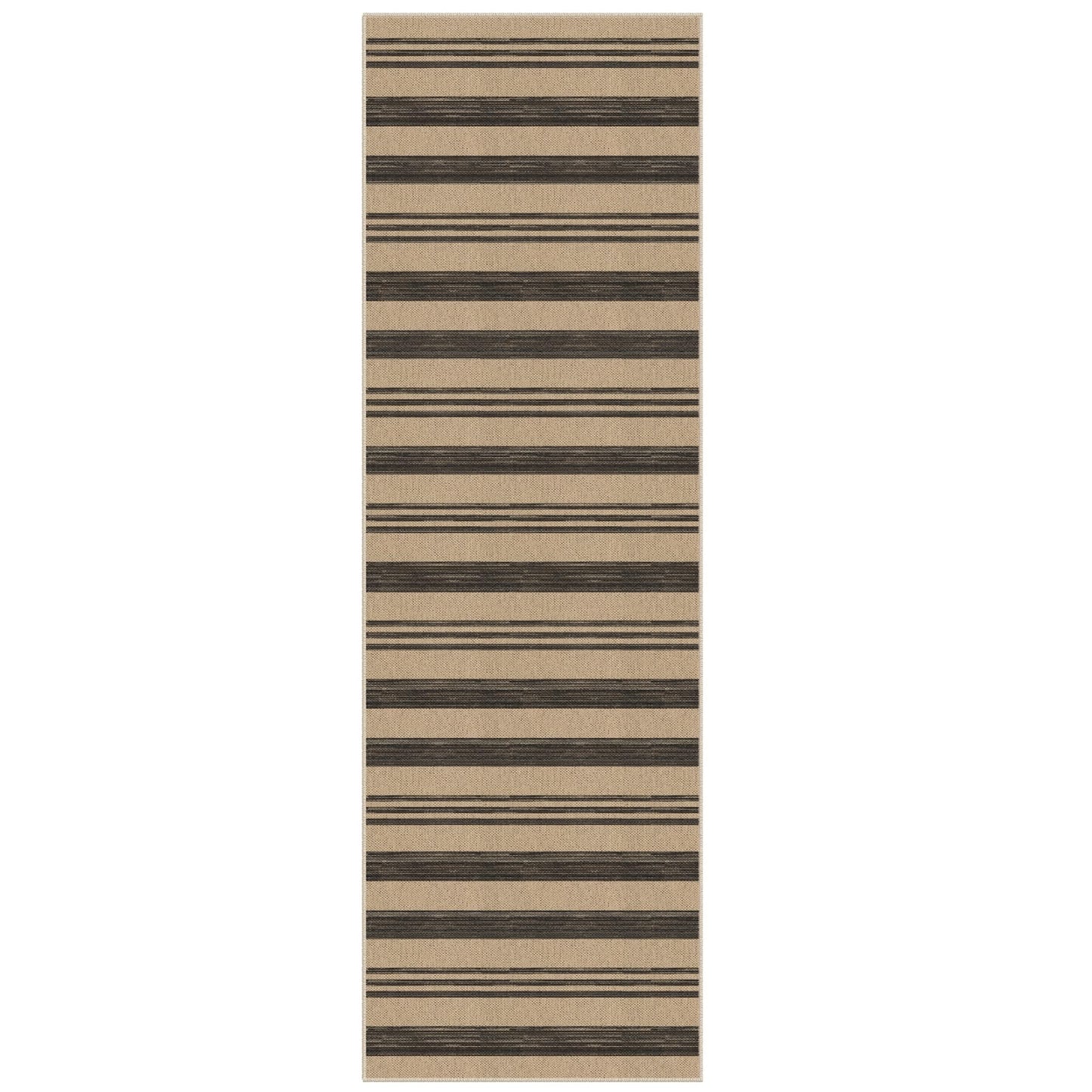 Tribesigns Striped Easy Jute 2.5'x8' Hallway Runner Rug Non Slip, Black Outdoor Kitchen Runner Rugs Non-Skid Washable, Farmhouse Modern Indoor Carpet for Entryway Porch, Oeko-Tex Certified