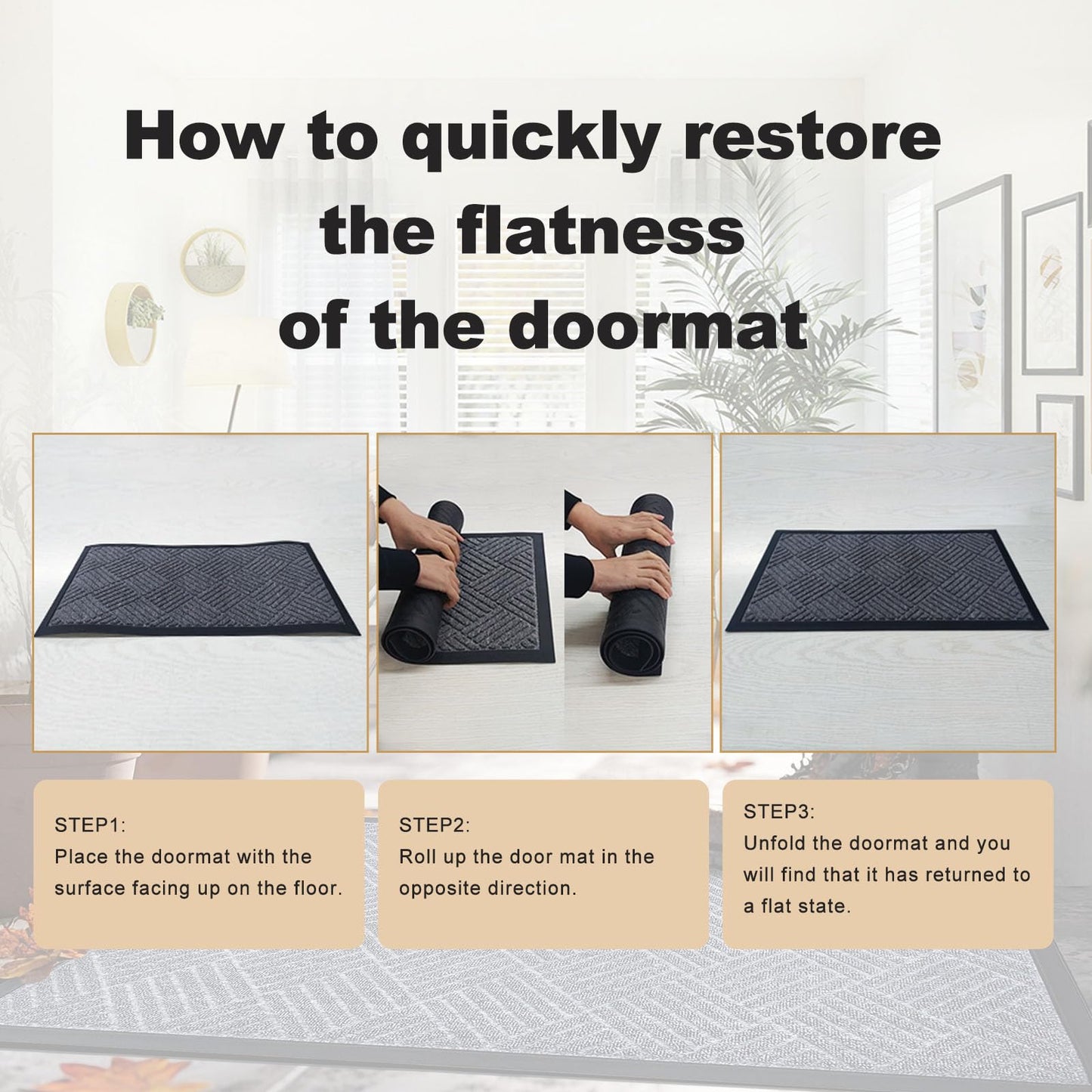 Fylyz Door Mat for Outdoor Indoor Entrance, Entry Mat Skidproof and Waterproof, Front Door Mats with Durable Non-Slip Backing. Grey, 24"x36"