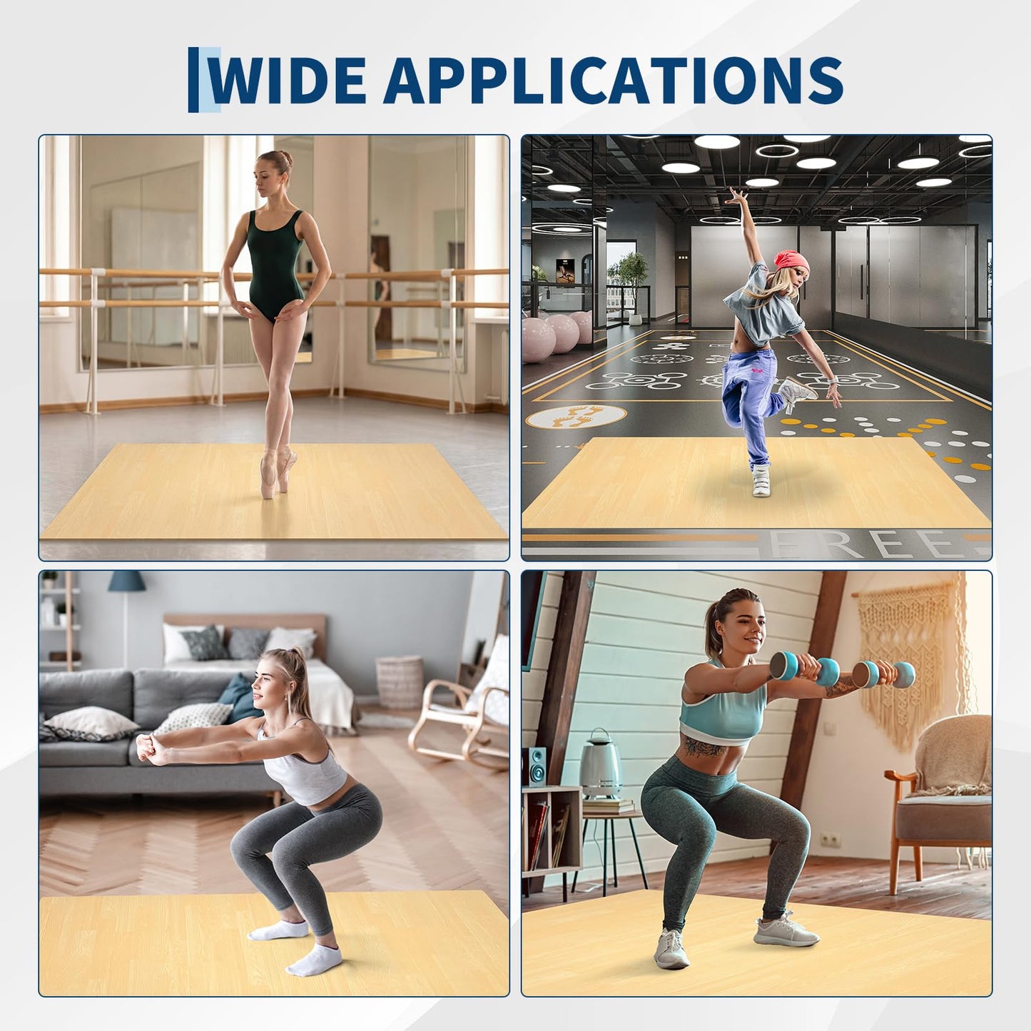 Garvee 6 x 4 ft Dance Floor,Portable Dance Floor Mat,PVC Non-Slip Exercise Flooring for Ballet Jazz & Pop for Home and Gym,Wood Grain