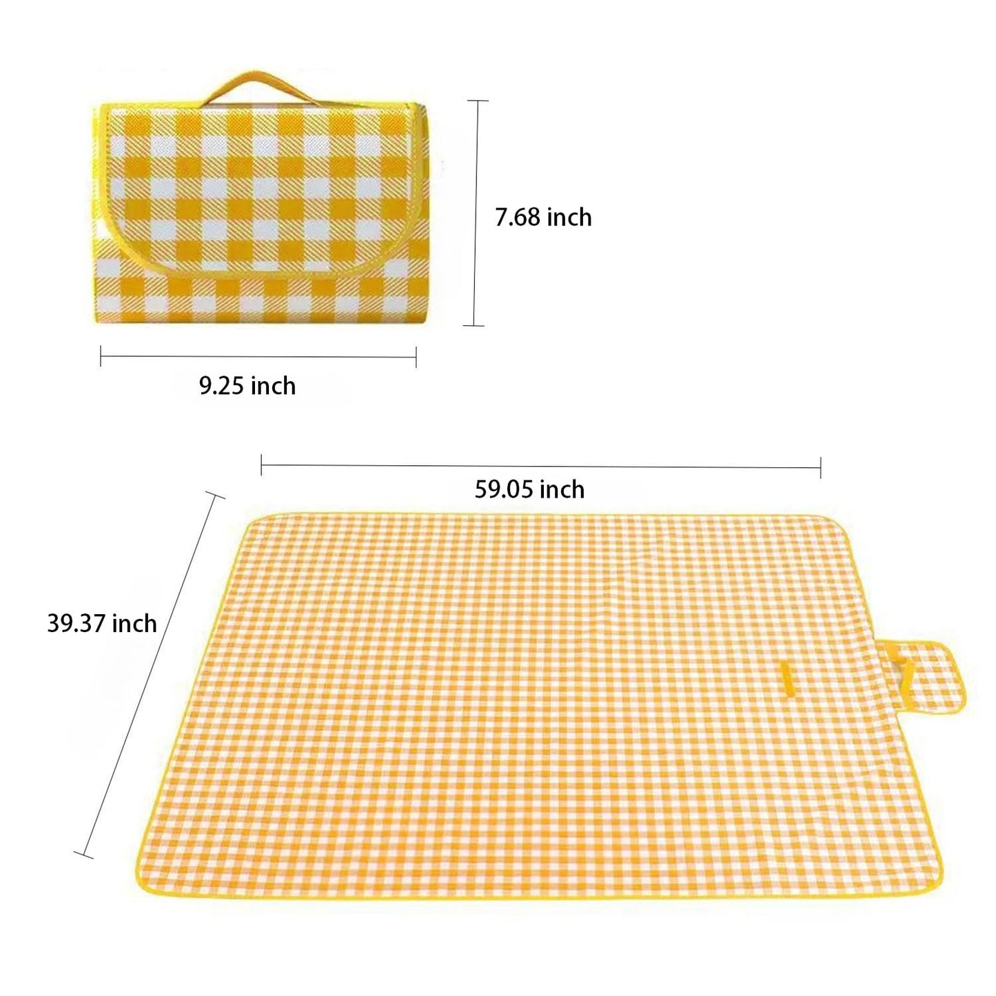 EIYNIY Large Picnic Blanket Waterproof and Sand Proof -59x39 inch Large Outdoor Beach Mat, Portable Foldable Blanket, Suitable for Camping, Parks, Families, Adults, Children, and Pets (Yellow-M)