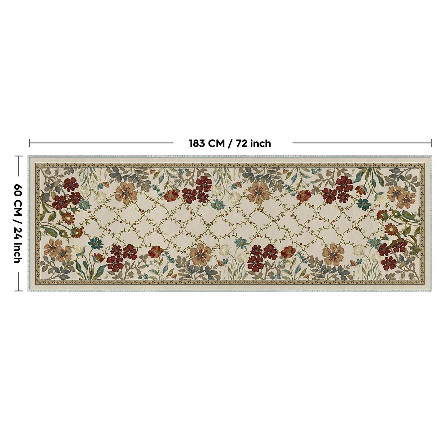 Artoid Mode Rustic Check Flower Spring Runner Rug, Summer Home Decor Low-Profile Non-Slip Washable Carpet Runner for Hallways Kitchen Laundry Bedroom Bathroom 2x6 Feet