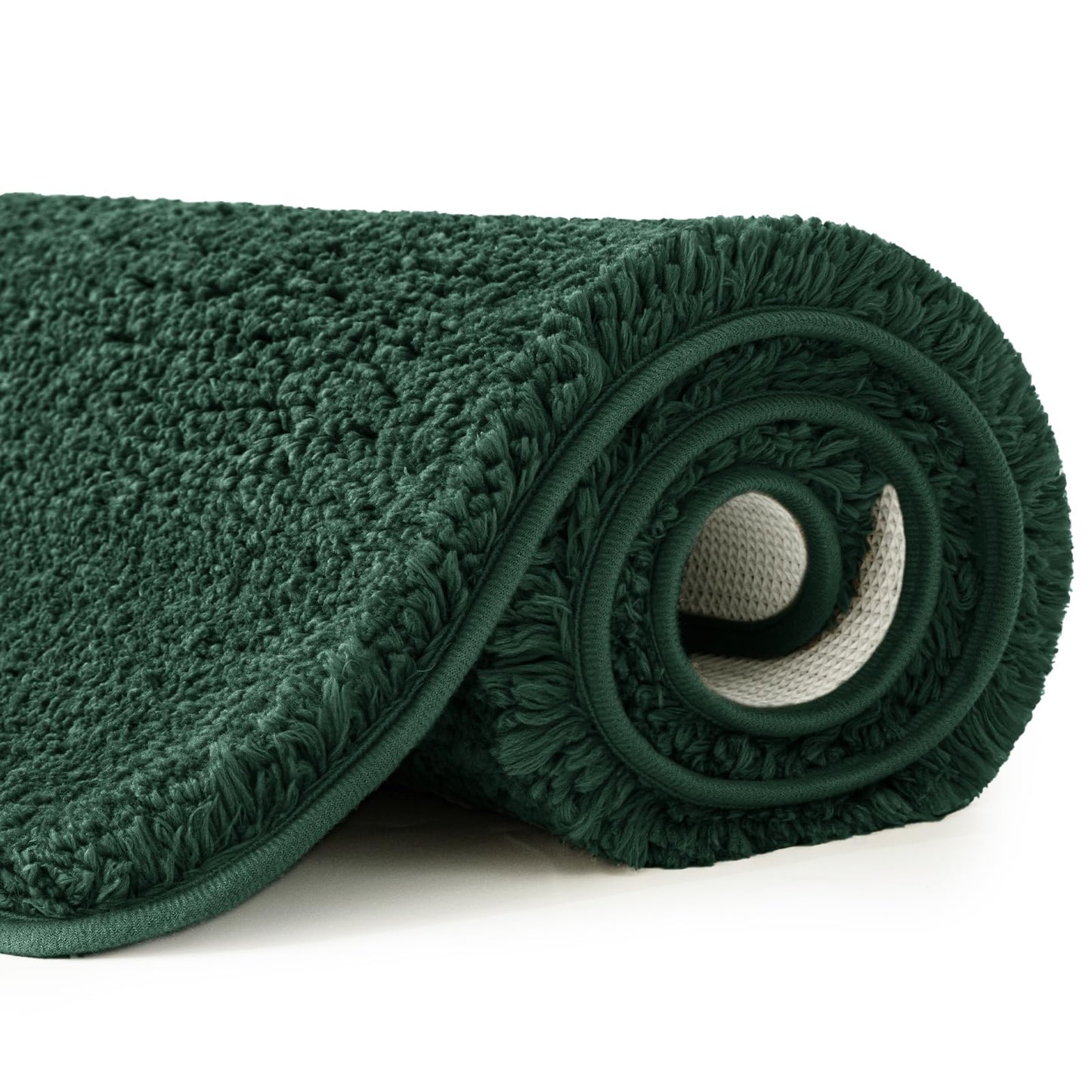 MIULEE Dark Green Bathroom Rugs Set 2 Piece, Soft Absorbent Microfiber Bath Mat Set, Non Slip Quick Dry Machine Washable Plush Shaggy Bath Rugs for Bathroom Floor, Tub and Shower, 16x24 inches