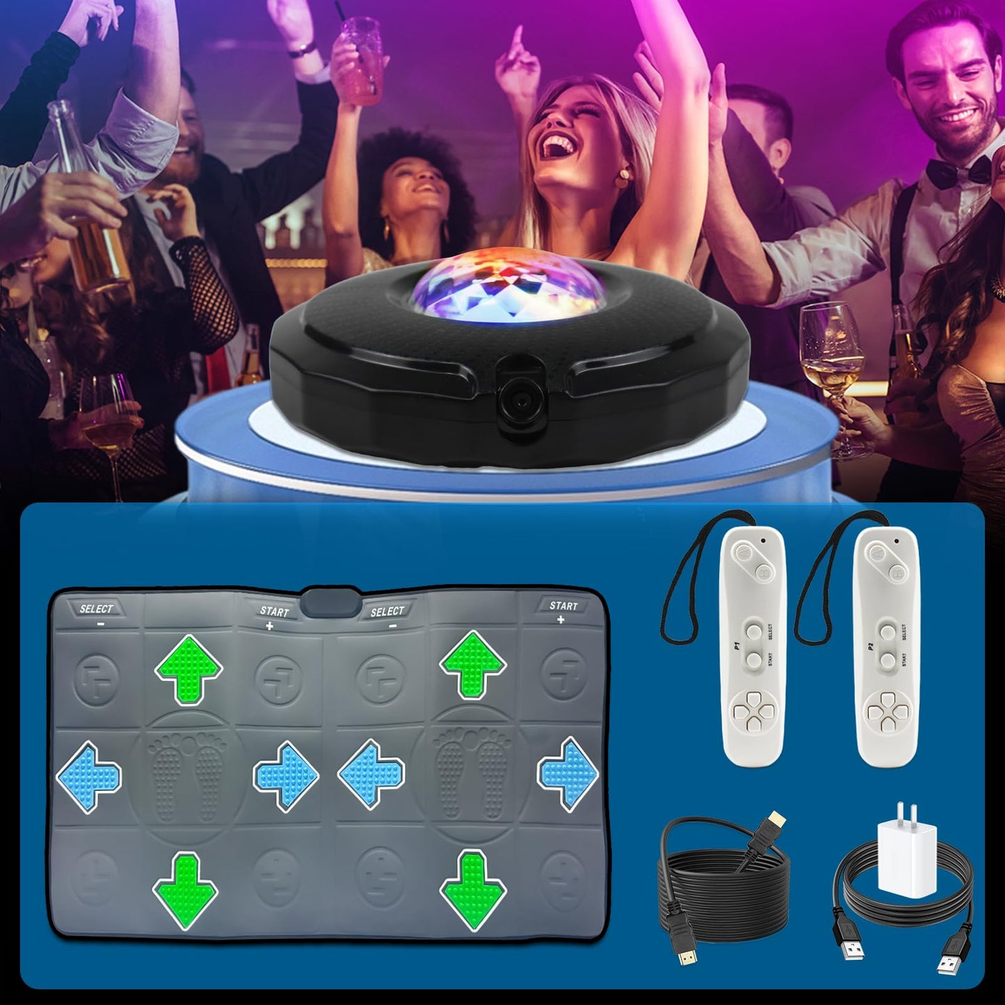 Tucraew Dance Mat, Electronic Dance Mat for TV with HD Camera, Wireless Double User Dance Mat with Game Controller, Non-Slip Dance Pad for Kids Adults, Christmas Birthday Gifts for Girls Boys