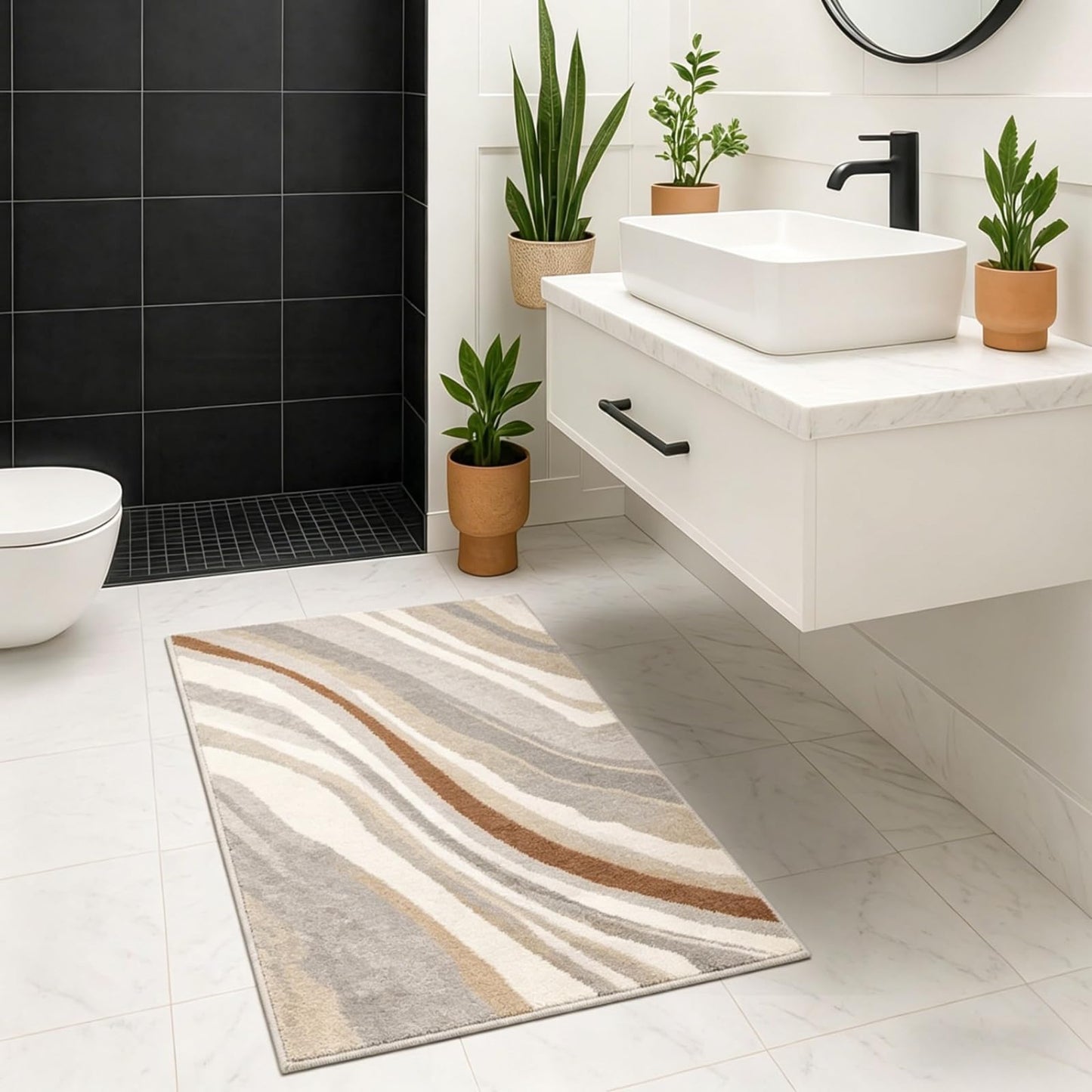 RICKY SERRA 2x3 Washable Doormat, Non-Slip Rug for Front Door, Bathroom & Kitchen - Low Pile Indoor/Outdoor Mat with Rubber Backing, Modern House Design
