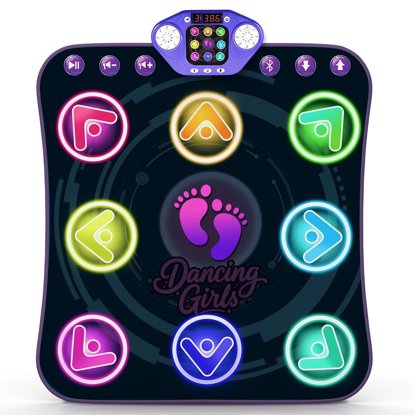 WAYKEE Dance Mat Toys for 3-12 Year Old Girls, Electronic Dance Pad with Light-up LED Wireless Bluetooth & 5 Game Modes, Christmas Birthday Toys Gifts for 3 4 5 6 7 8 9 10+ Year Old Girls