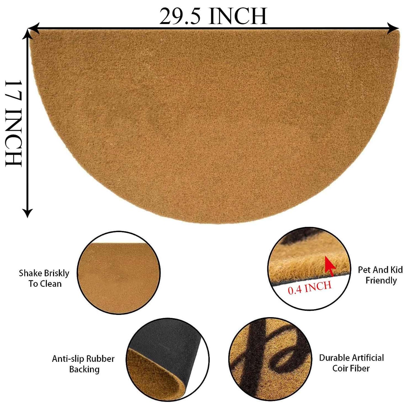 WINZNOF Positive Family Welcome Mat, Come in, We're Awesome 29.5" x 17" Half Round Faux Coir Doormat, Durable Non-Slip Rubber Backing, 0.4" Thick Outdoor Entry Rug, Cheerful Housewarming Gift