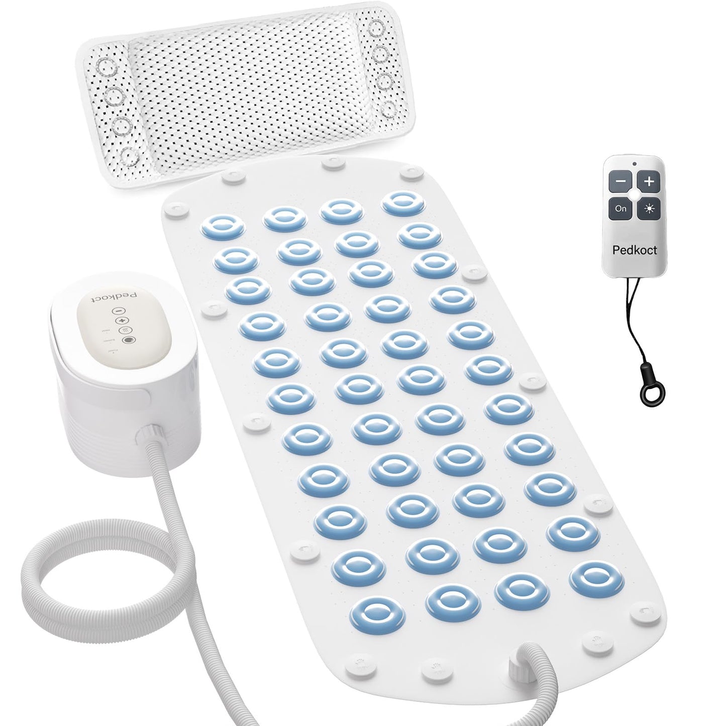 Pedkoct Upgraded Heated Bubble Bath Mat - Warm Air Bubble Massage Mat for Bathtub, Quiet Motor System with Remote Control, Portable Kit for Luxury Home Spa Experience