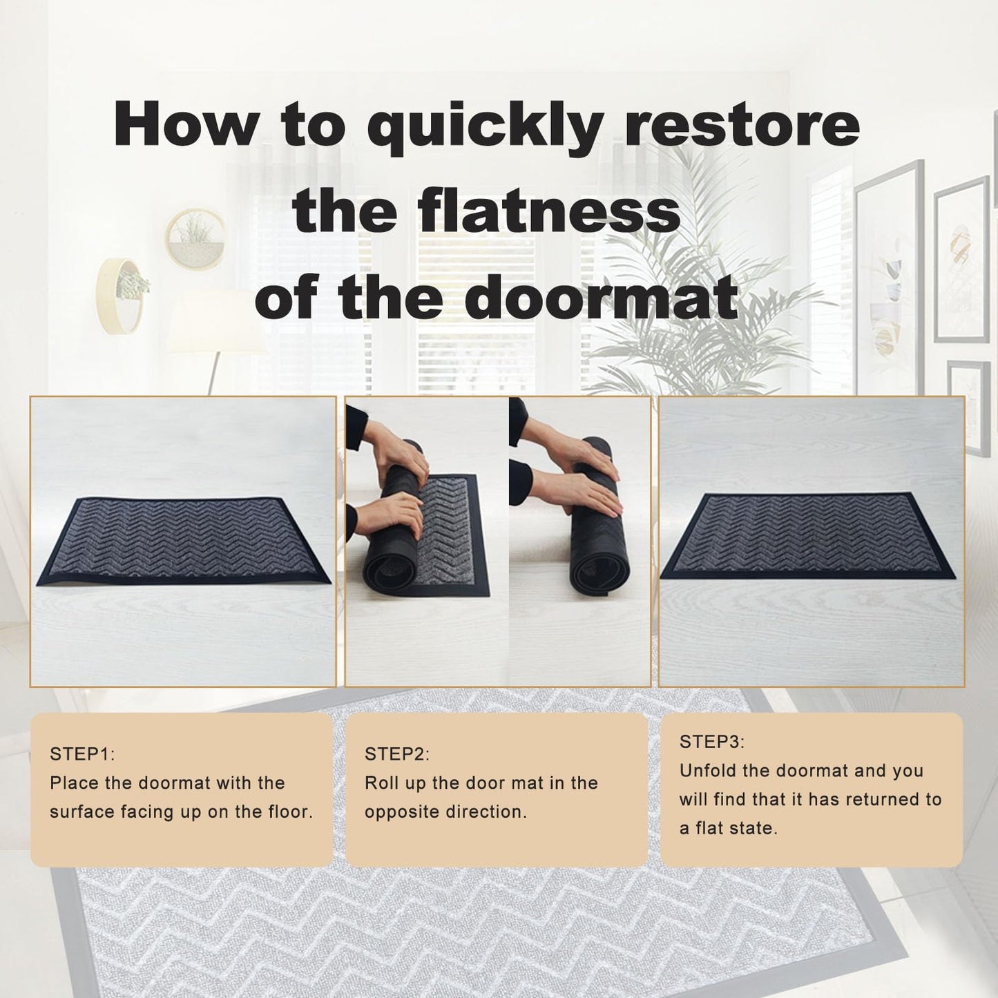 Fylyz Door Mat for Outdoor Indoor Entrance, Entry Mat Skidproof and Waterproof, Front Door Mats with Durable Non-Slip Backing. Dark Grey, 24"x36"