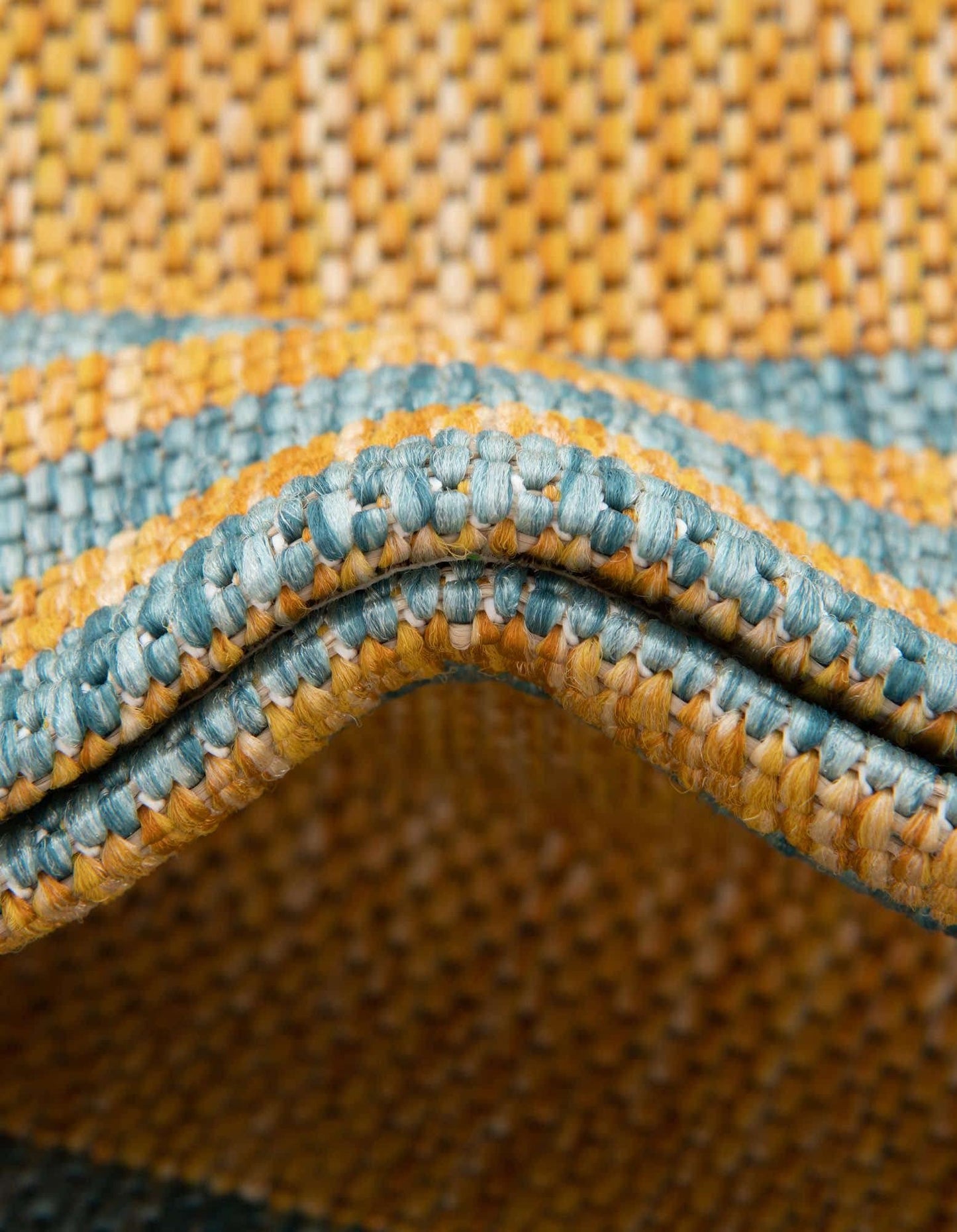 Unique Loom Outdoor Collection Area Rug - Anguilla (2' x 6' 1" Runner, Yellow and Aqua/ Light Blue)