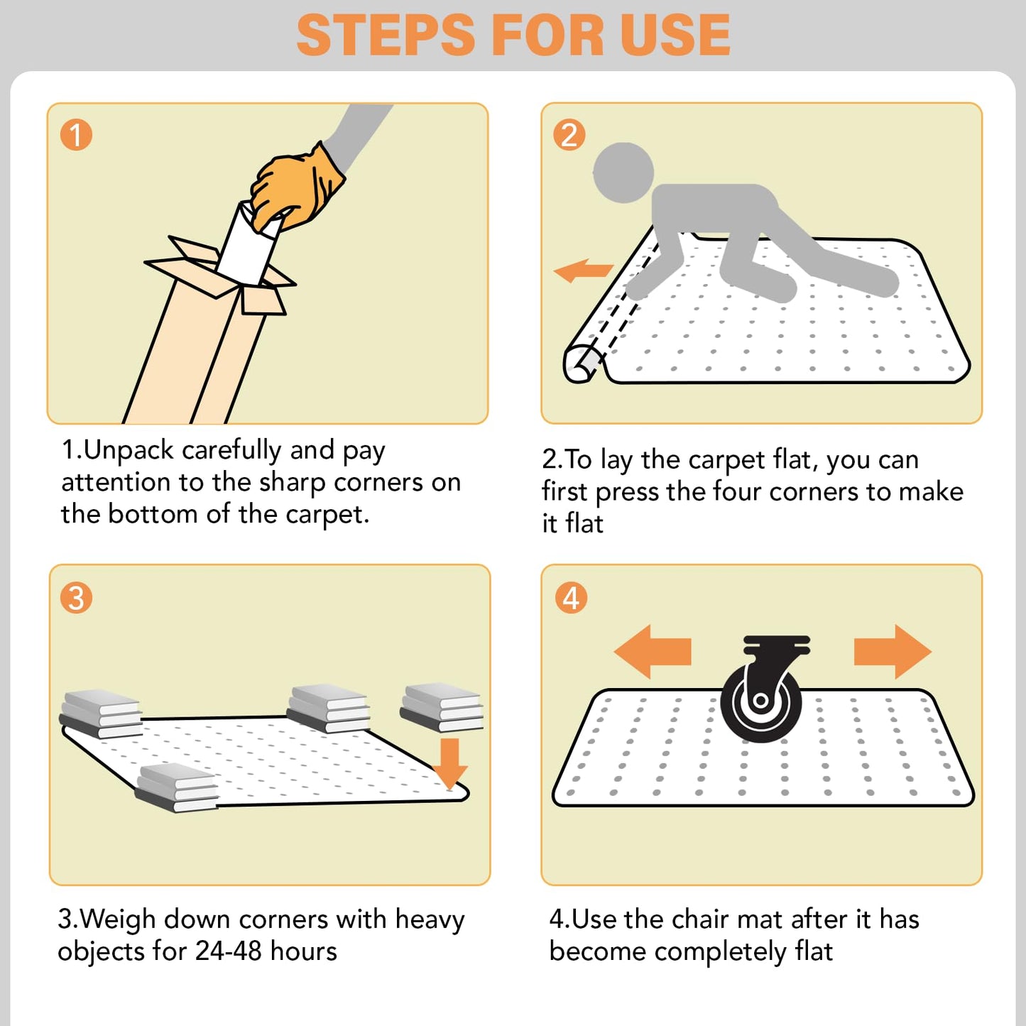 Office Chair Mat for Carpet, 45" x 53" Clear Desk Chair Mat with Lip, Heavy Duty Plastic Floor Protector for Low Pile Carpet, Smooth Easy Glide Under Desk for Office or Home