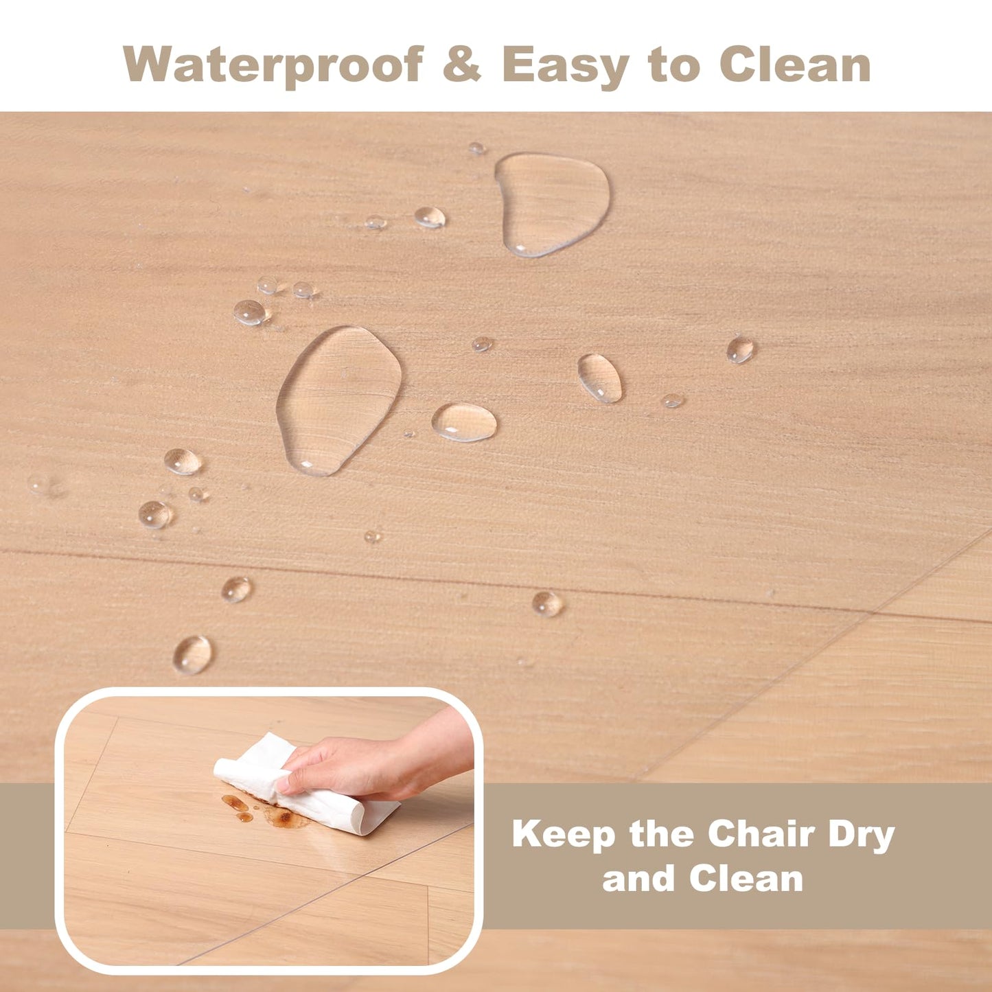 2.0mm 40"x50" Rolling Chair Mat for Hardwood Floors, Heavy Duty PVC Office Chair Floor Protector, Clear Plastic Mat for Smooth Movement, Non-Slip Hard Surface Cover