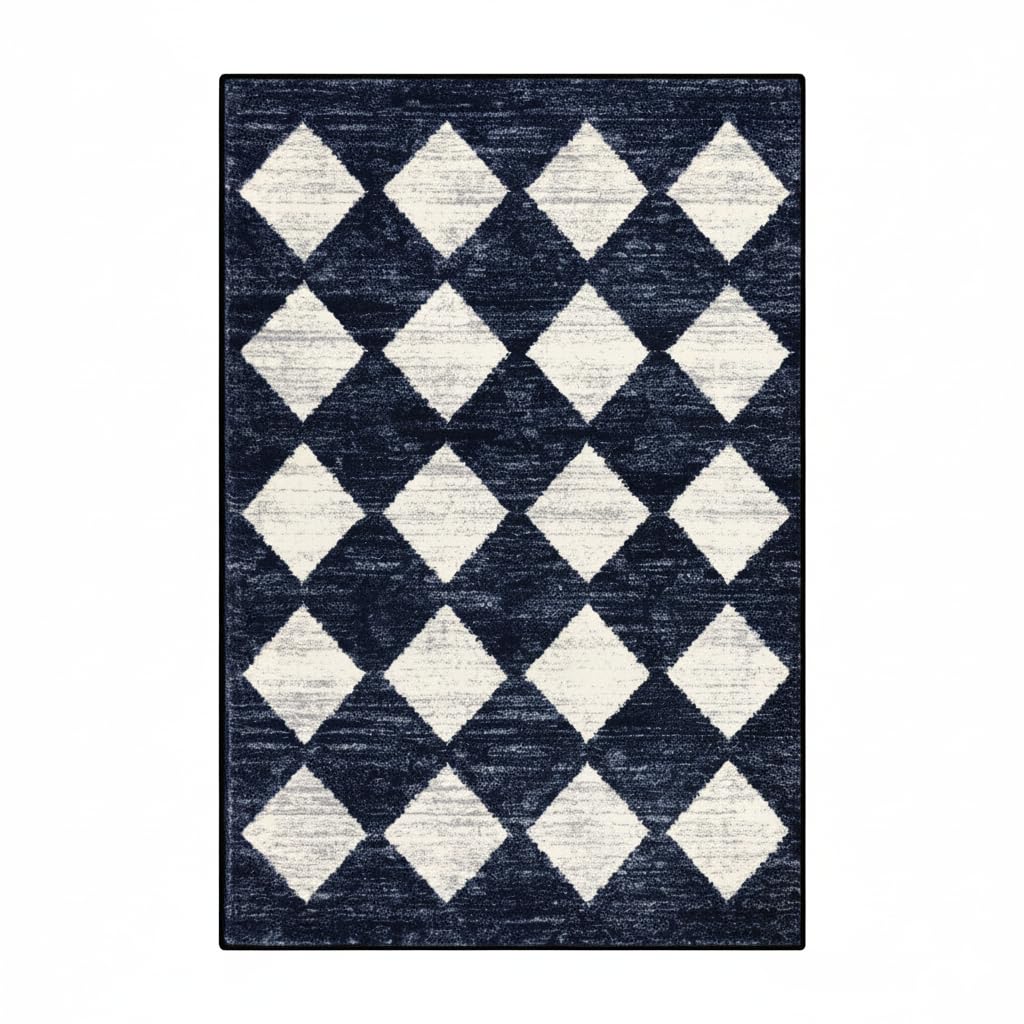 Lahome Zelie Moroccan Trellis Area Rug, 2x3 Small Black Checkered Entryway Rug Non Slip Kitchen Mat, Stain Resistance Indoor Modern Floor Soft Throw Carpet for Front Door Bathroom Sink Bedroom