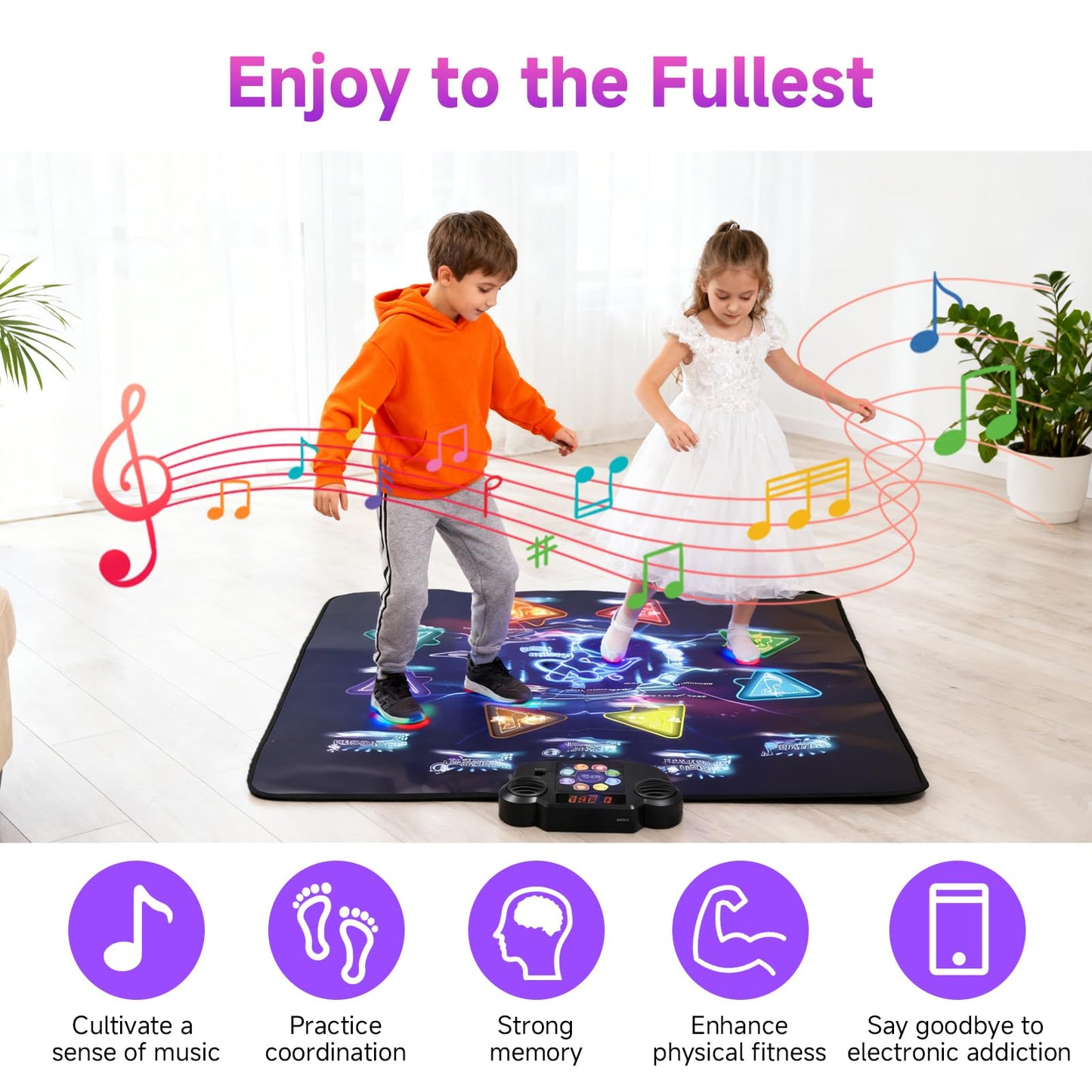 LivelyCove Wireless Bluetooth Dance Mat | Built-in Music 8 Games 3 Levels | Gifts for Kids Birthday Christmas Children's Day | Boys Girls 3-15 Years Old