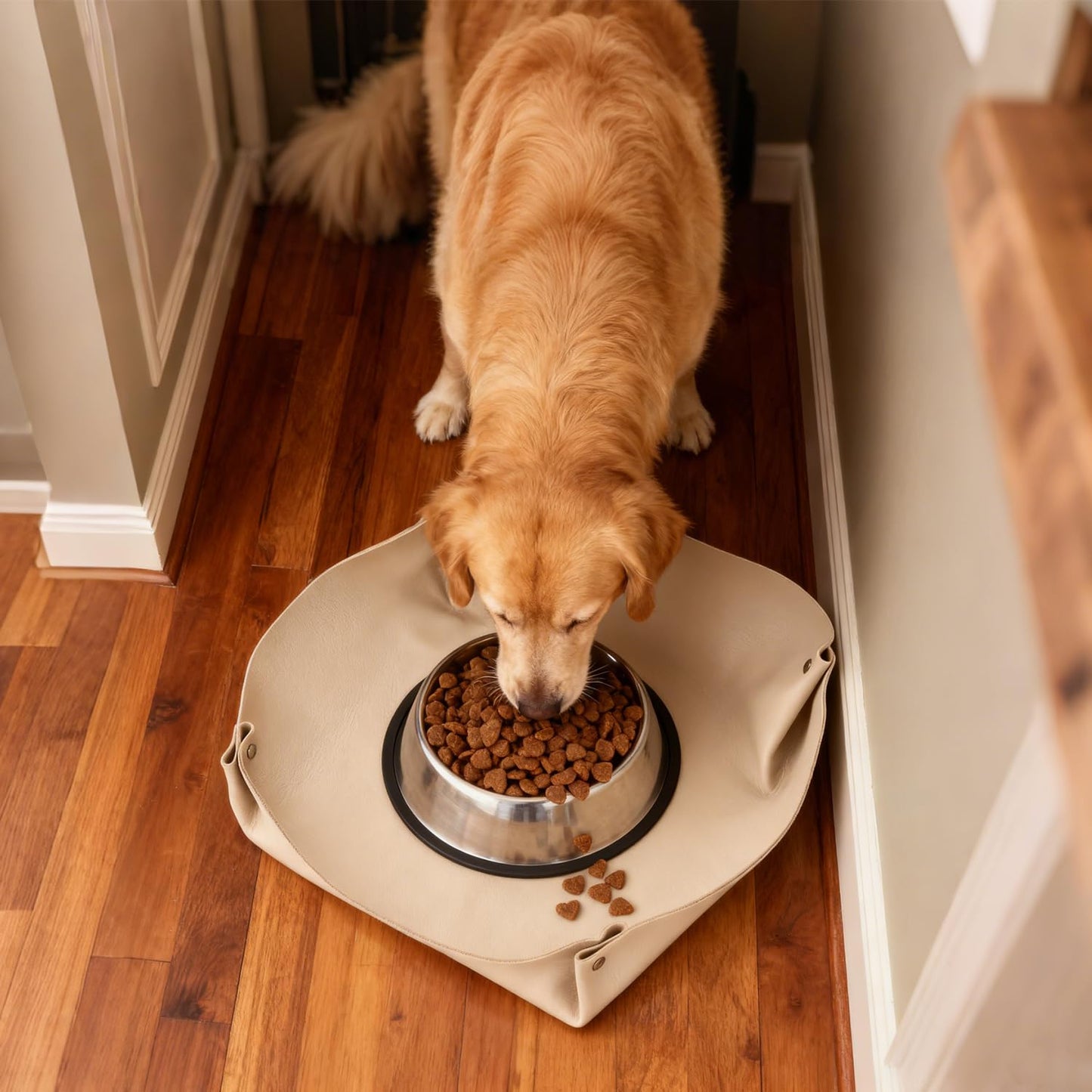 Waterproof Pet Feeding Mat with High Raised Edges to Prevent Spills, Protective Placemat for Dog Cat Food & Water Bowls - Effective Working Size: 9"x9"