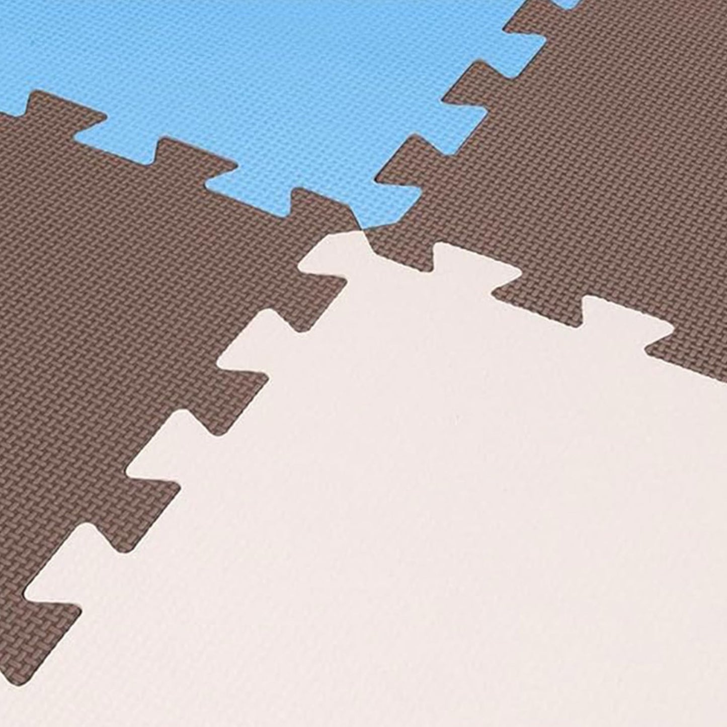 BalanceFrom 36-Pack 12x12 Inches EVA Interlocking Foam Play Tile Mat, Blue/Brown/Beige – 0.4-Inch Thick Non-Slip Puzzle Flooring for 36 Square Feet in Playroom, Nursery, or Playpen at Home