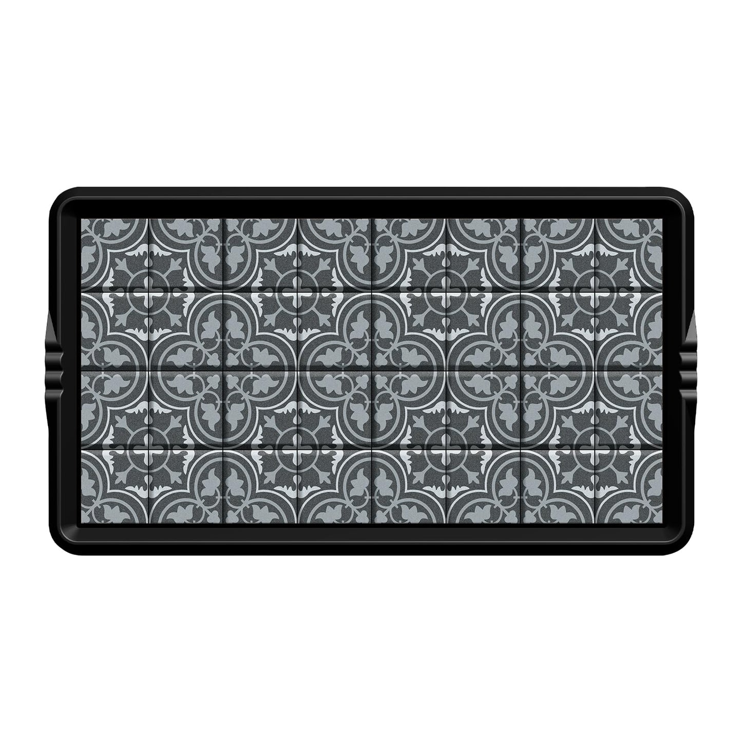 BEHERO Boot Tray Shoe Mat Decorative Patterned, Rubber Boot Matt Tray Indoor and Outdoor Use, 16" x27.5" Shoe Cleaning Mat Non-Slip, Shoe Storage Waterproof with Artistic Prints for Entryway(Gray)