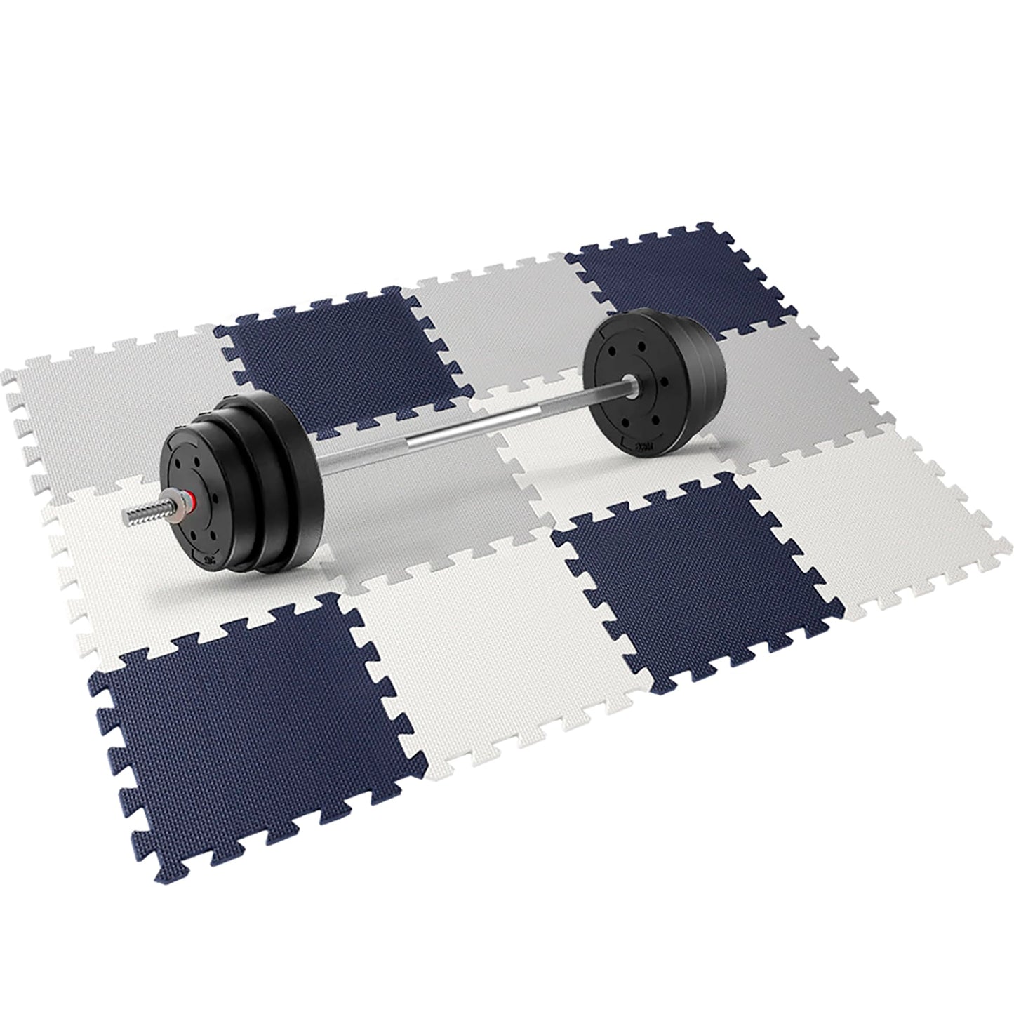 Easy Playhouse: 12 Soft Foam Floor Puzzle Tiles - Black-Grey-White - 12" Interlocking Mat Pieces (4'x3'), Nursery, Playroom, Gym, Children & Adults