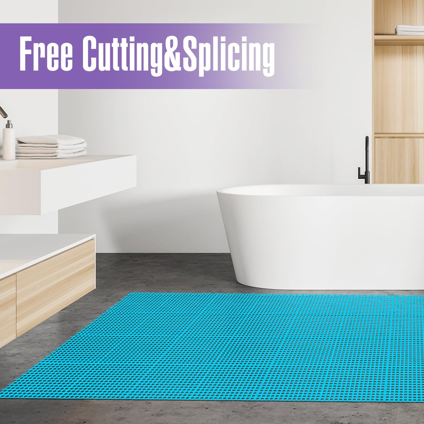 Tinideya 50 Pcs Drainage Mats 11.8'' x 11.8'' Modular Interlocking Floor Drainage Tiles Splicing Pool Floor Mat, Non Slip TPE Soft for Outdoor Deck Greenhouse Shower Bathroom Pool(Sky Blue)