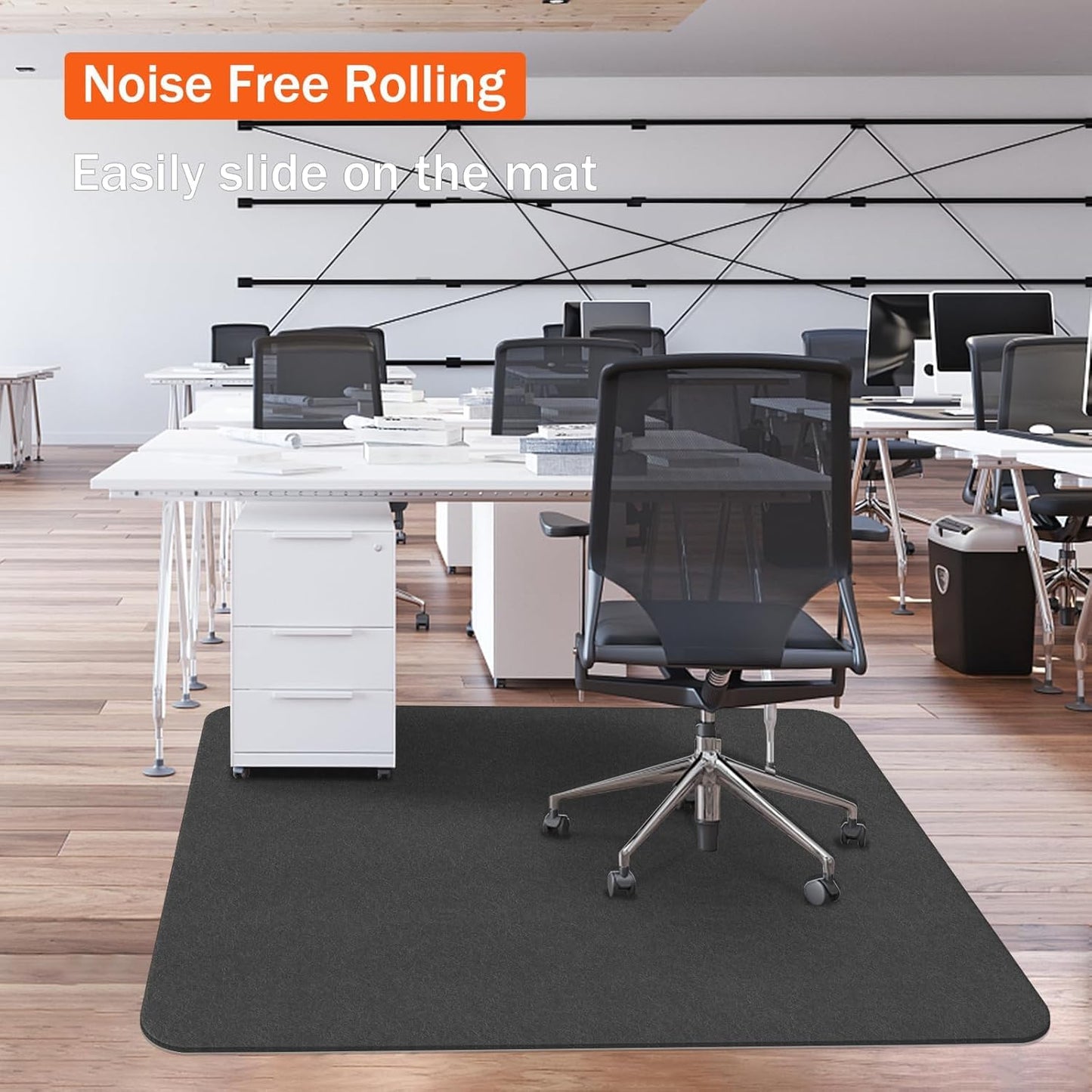 NYFITY Office Chair Mat for Hard Floors, Slip Resistant Heavy Duty Under Desk Chair Mat for Hardwood Floor, 30"x55" Inch, Black