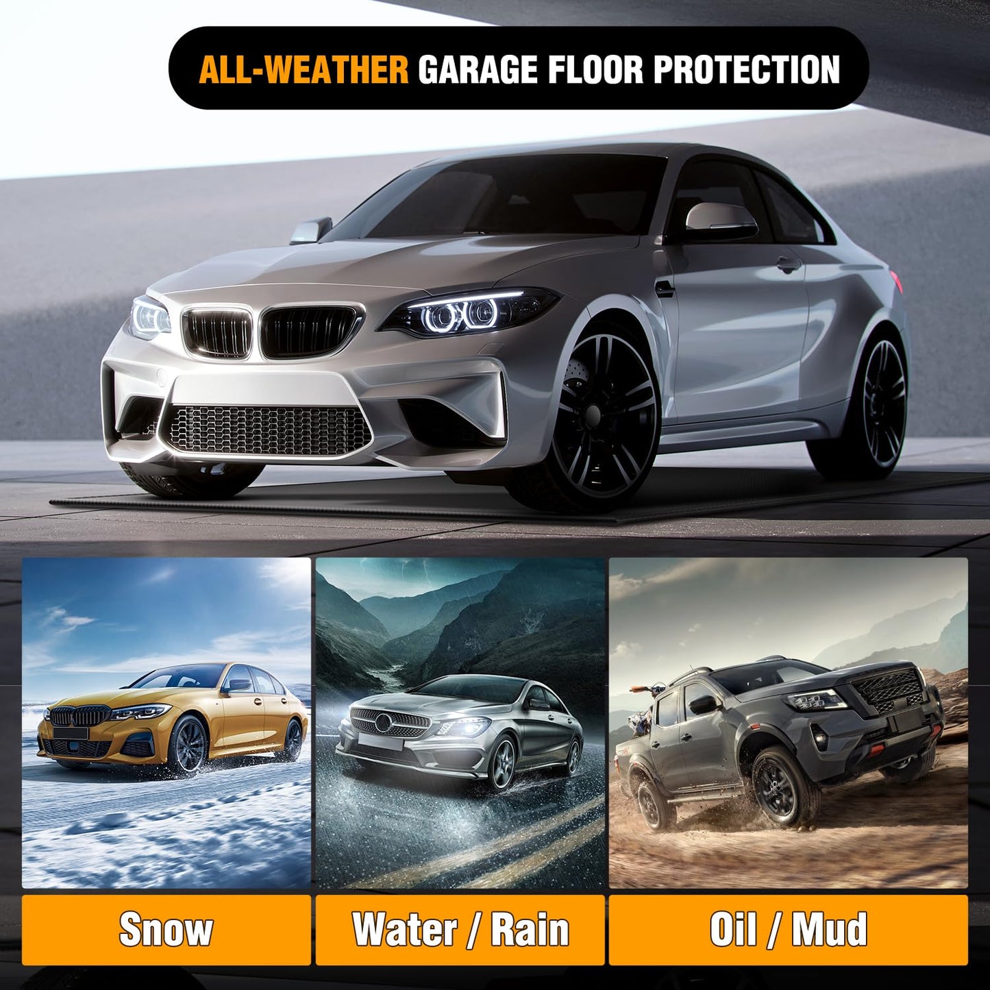 Nilight Garage Containment Mat 8'6" x 22' PVC Garage Floor Mat with 1.4" Raised Foam Edge Waterproof Heavy Duty Garage Parking Mat for Full Size Pickup Trucks SUVs Luxury Sedans Class B Motorhomes