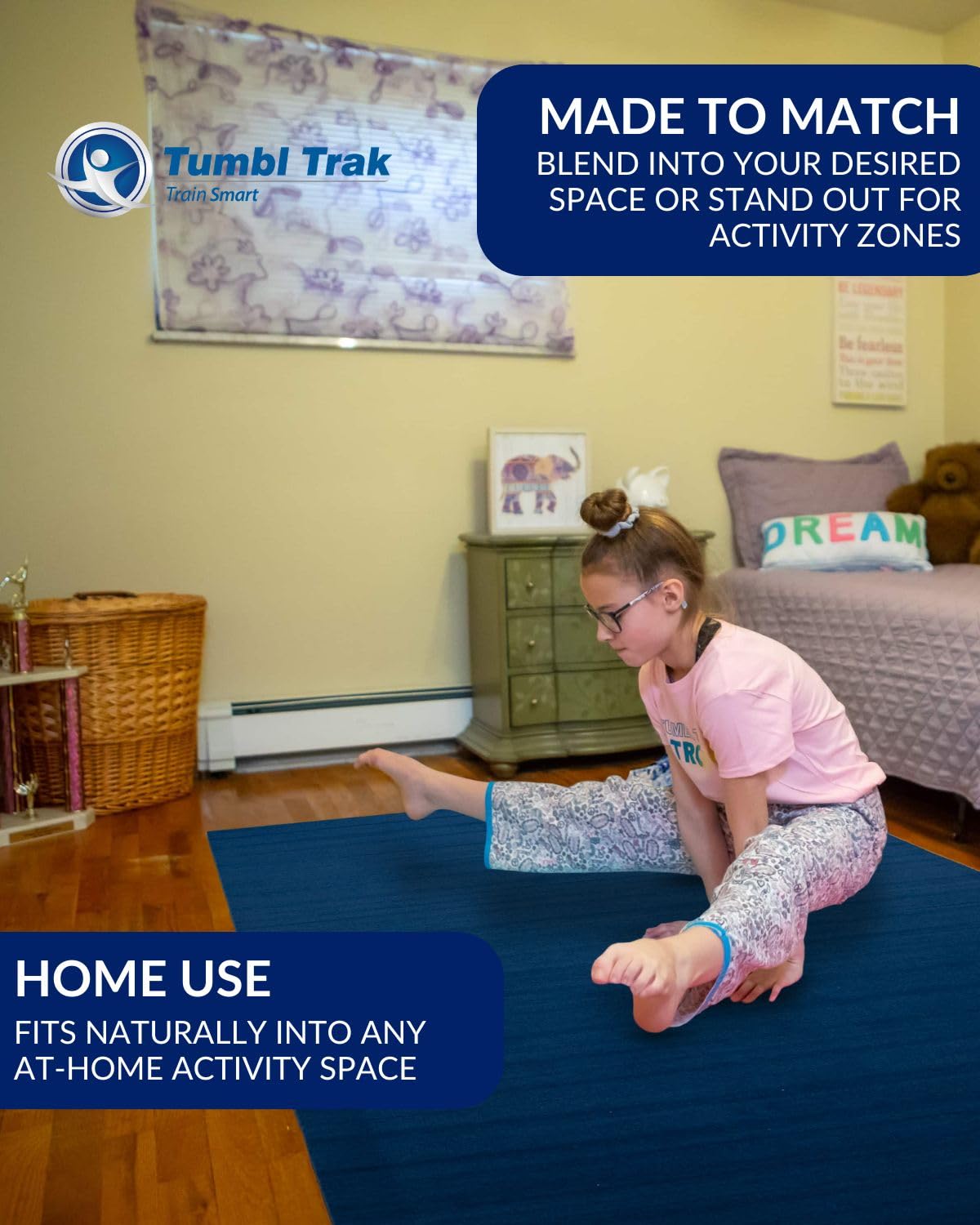 Tumbl Trak Home Tumbling Mat 5ft x 10ft | Roll-Up Carpet Bonded Foam Mat for Gymnastics, Cheerleading, Wrestling, BJJ, and Martial Arts Home Training (Charcoal Gray)