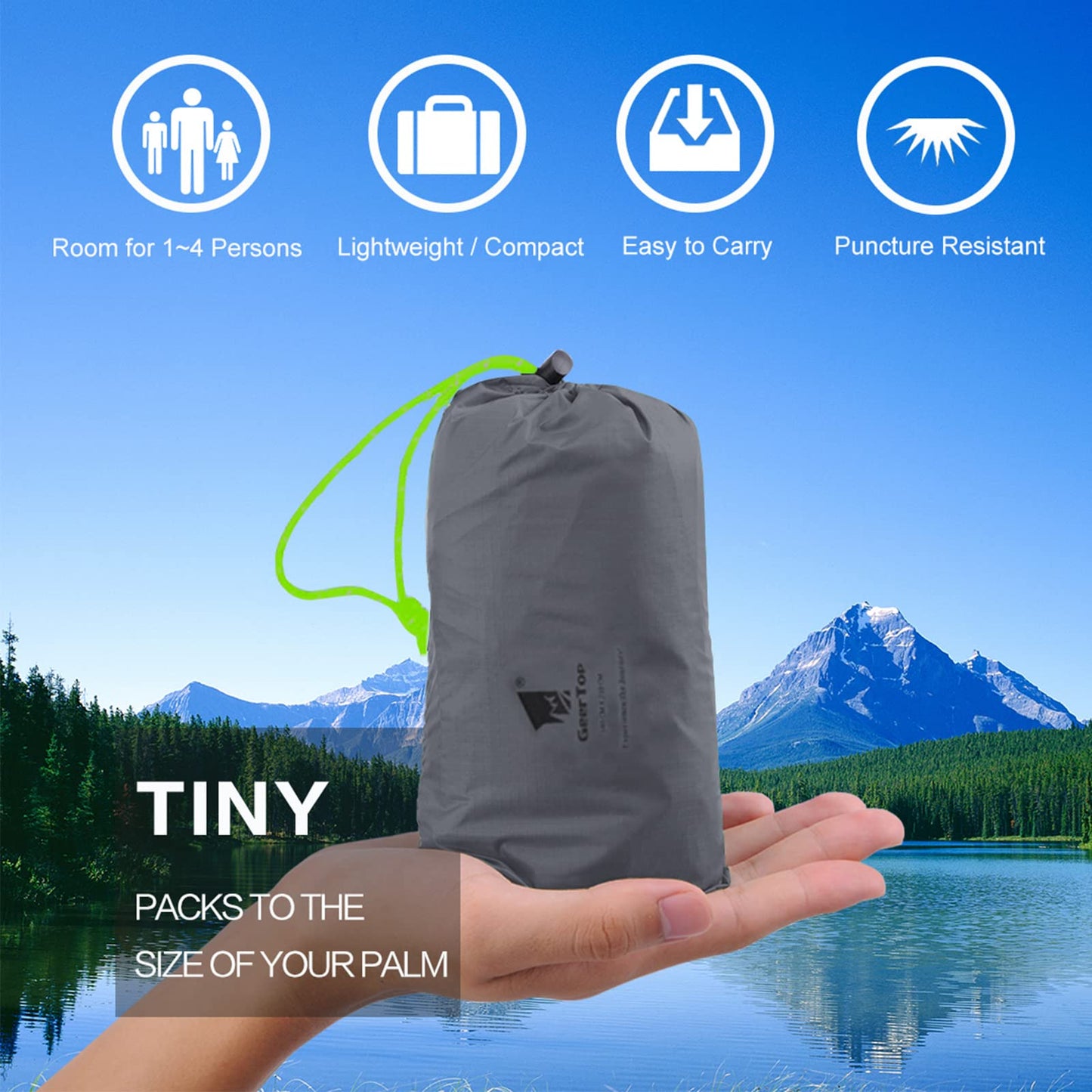 GEERTOP 1 Person Ultralight Waterproof Tent Tarp Footprint Ground Sheet Mat, for Camping, Hiking, Picnic (4 Sizes)