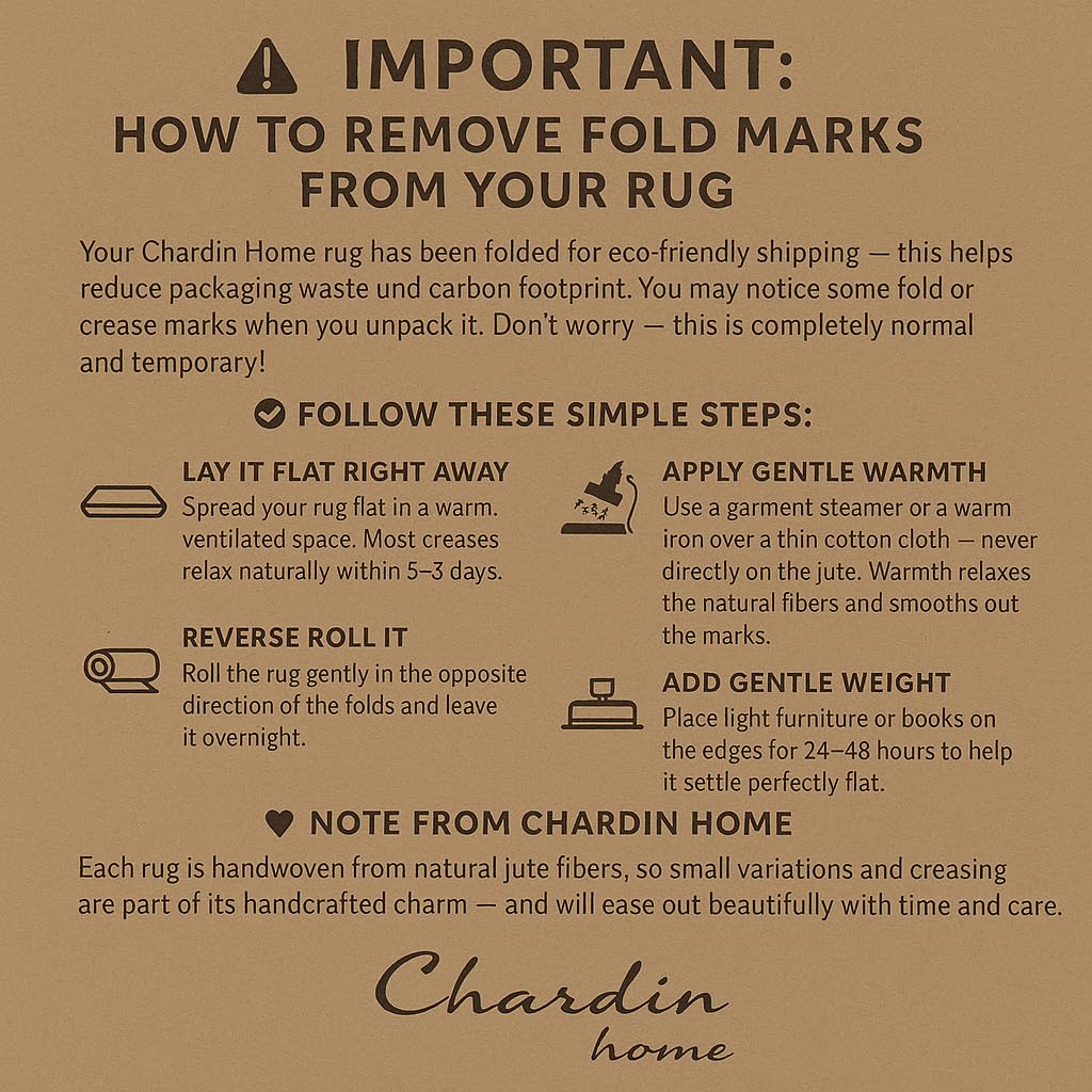 Chardin Home Hand Woven Natural Jute Braided Rug – 4x4 ft Scalloped rug| Rustic Boho Farmhouse Reversible Rug for Entryway, Front Door, Kitchen, Nursery, Dining Room, or Patio | Solid Natural jute Rug