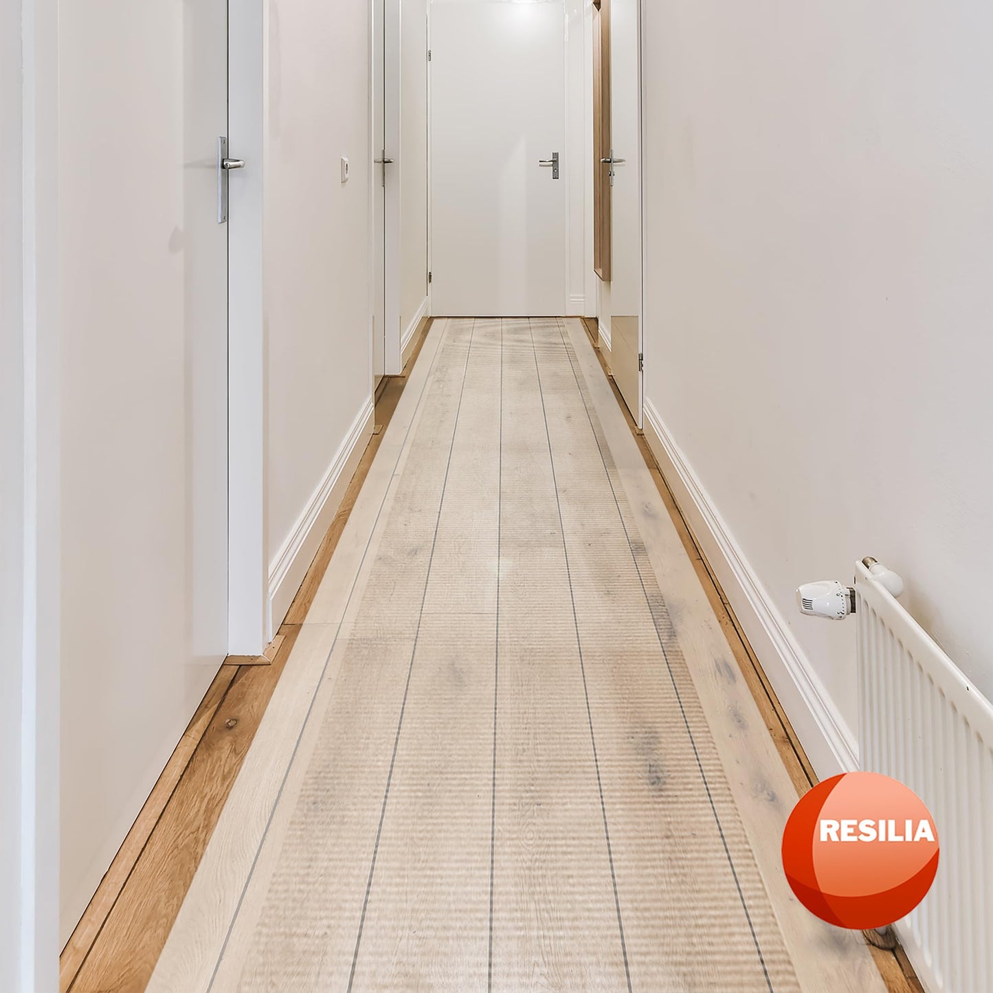 RESILIA Premium Clear Floor Protector Mat – Heavy-Duty Plastic Vinyl Covering for Hardwood, Tile, or Laminate Floors, Table, or Desk –American Modern Pattern 27" x 12' Waterproof Roll, Made in USA