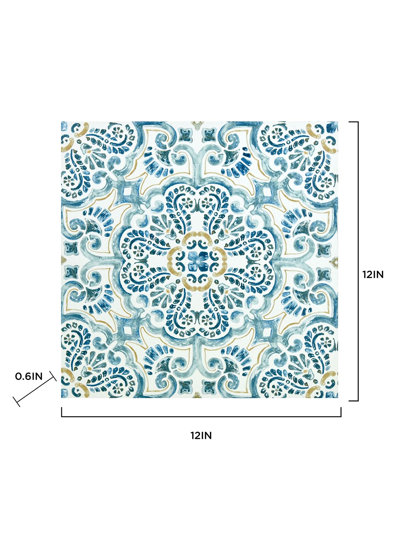 FloorPops FP2477 Fontaine Peel & Stick Floor Tiles, Blue