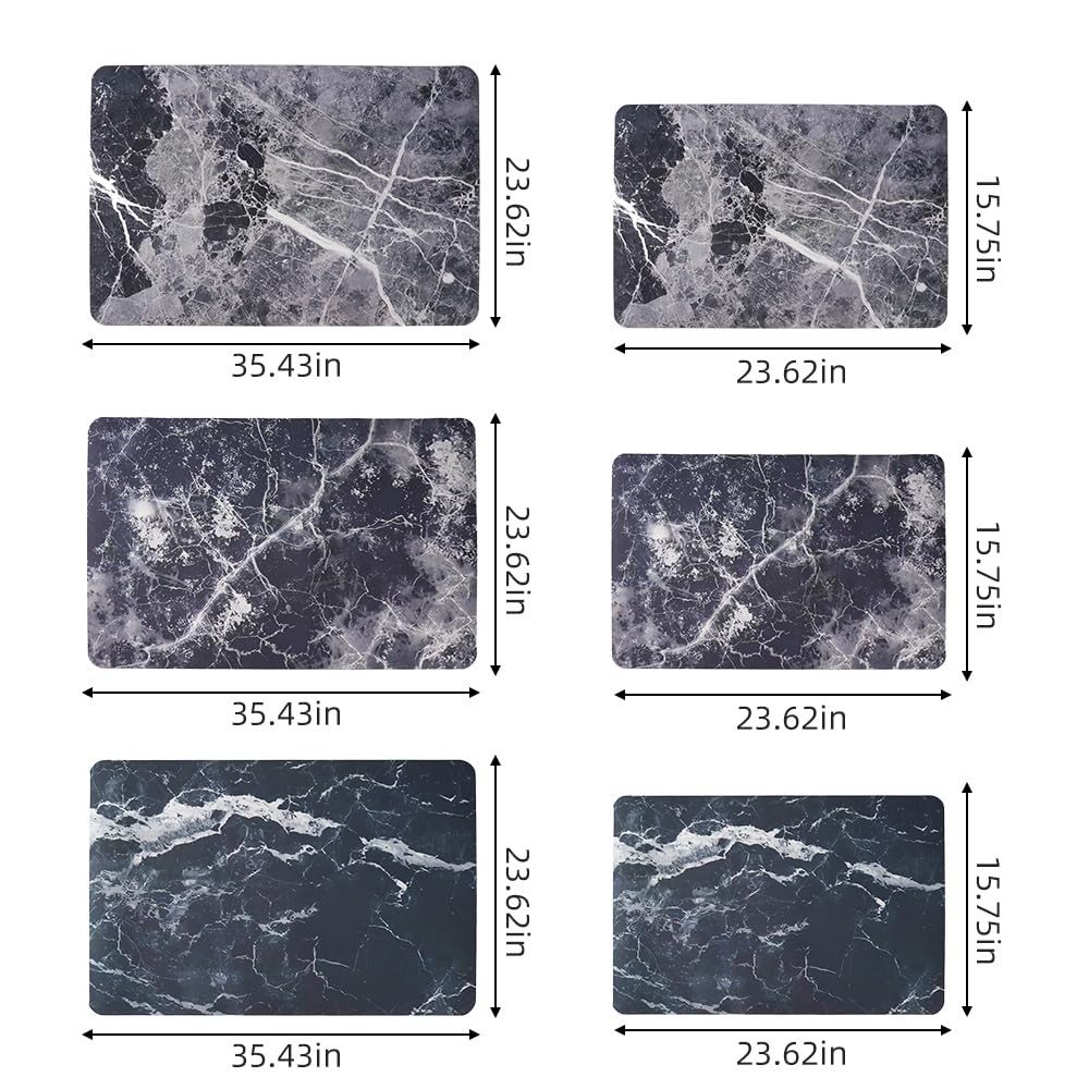 Nauegol Ultra-Thin Anti-Slip (0.16" Thick), Soft & Highly Absorbent Floor Mat with Marble Pattern, Easy to Clean & Store, Ideal for Bathroom & Kitchen(Grey,24 * 36)