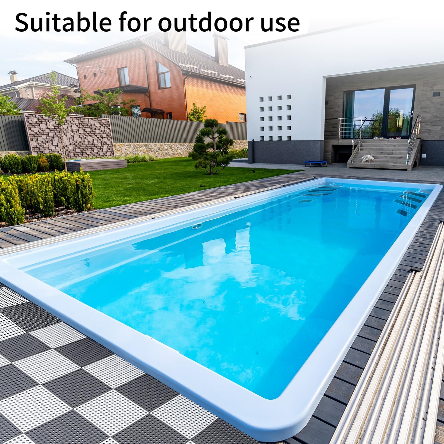 12 Pack 11.8" x 11.8" Interlocking Floor Tiles with Drain Holes Soft PVC Non Slip Shower Floor Mat Modular Interlocking Cushion Mat for Drain, Pool, Patio, Balcony, Kennel, Poultry, Floor Grid, Grey