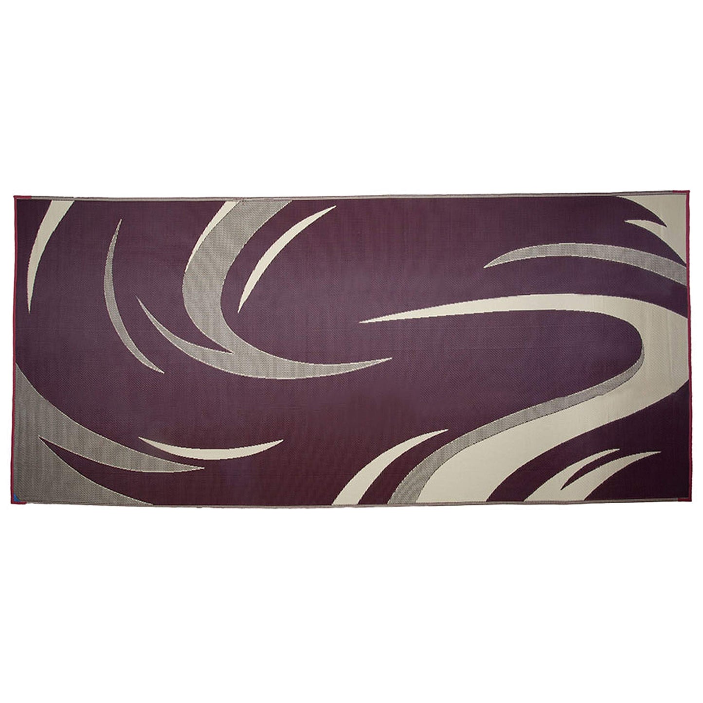 Stylish Camping SD8185 8-Feet x 18-Feet Graphic Swish Outdoor RV Reversible Patio Mat, Burgundy/Tan