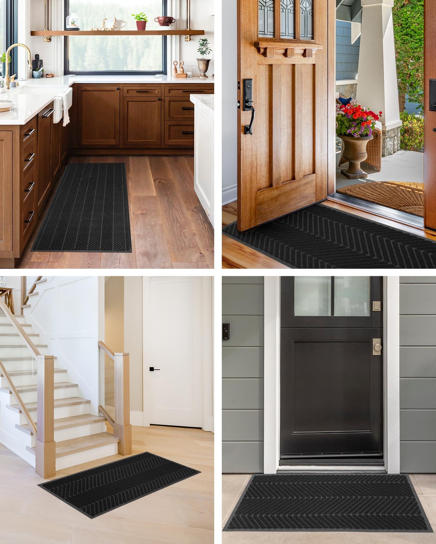 Front Door Mat Indoor Outdoor Entrance, 4' x 12' Heavy Duty Doormat for Entryway, Absorbent Low Profile Welcome Mats Non-Slip, Trap Dirt Durable Mats for Home, Patio, Garage
