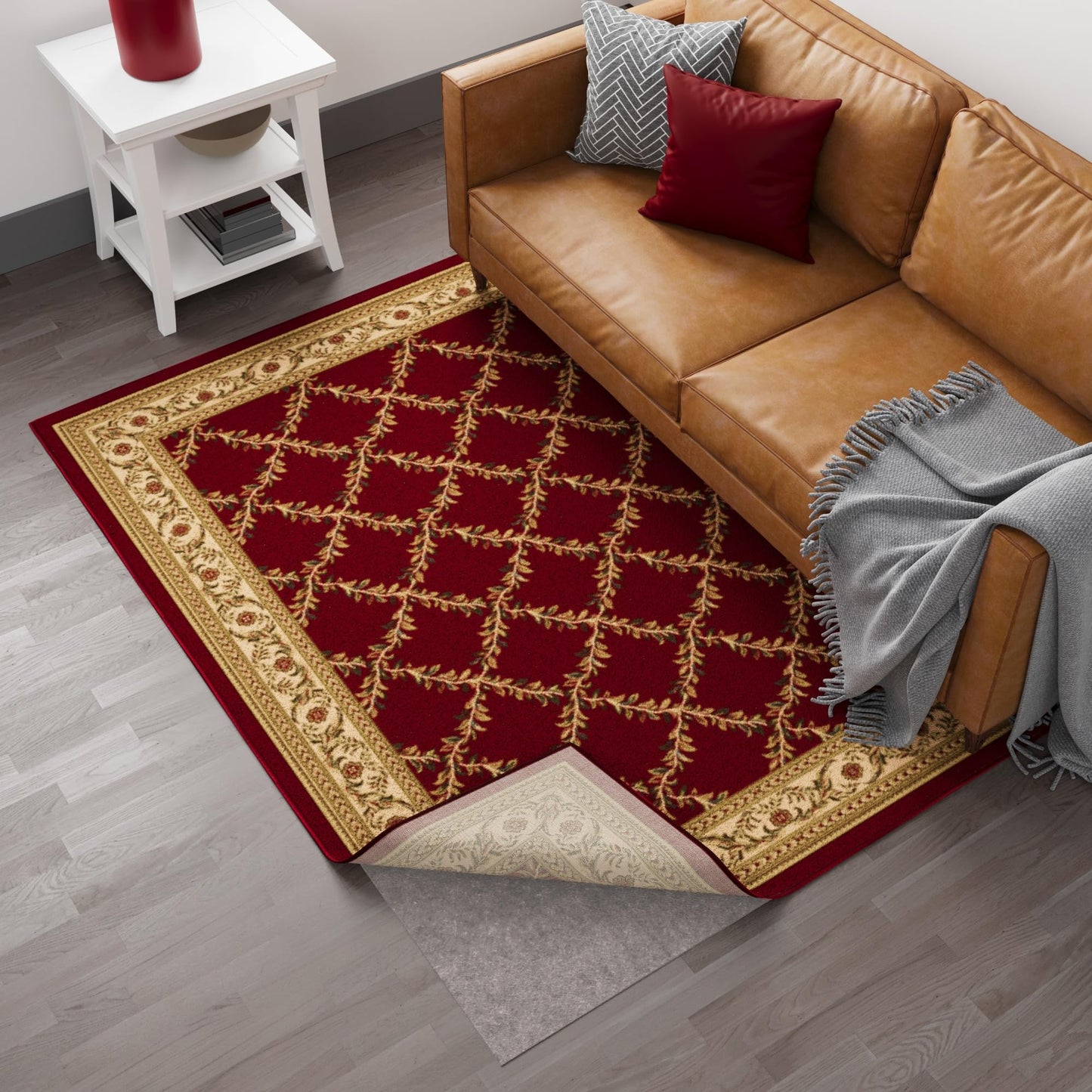 Ottomanson 3' x 7' Non-Slip Rug Pad Gripper 1/4 Inch Thick Dual Surface Felt + Rubber Gripper - Safe for All Floors, Brown