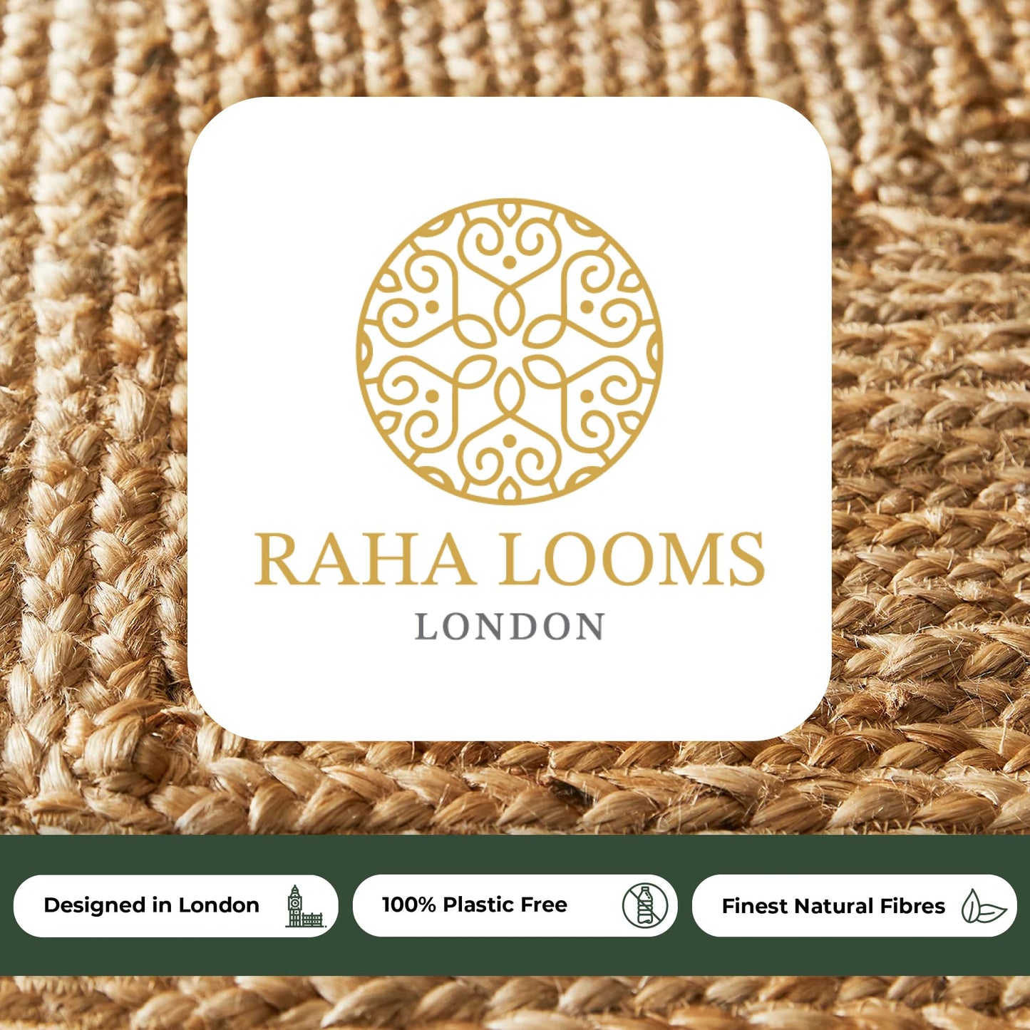 Raha Looms London Area Rug 4x6 Braided Jute Floor Mat – Reversible Natural Fiber Accent for Dining Room, Office, or Farmhouse | 48x72 Boho Area Carpet