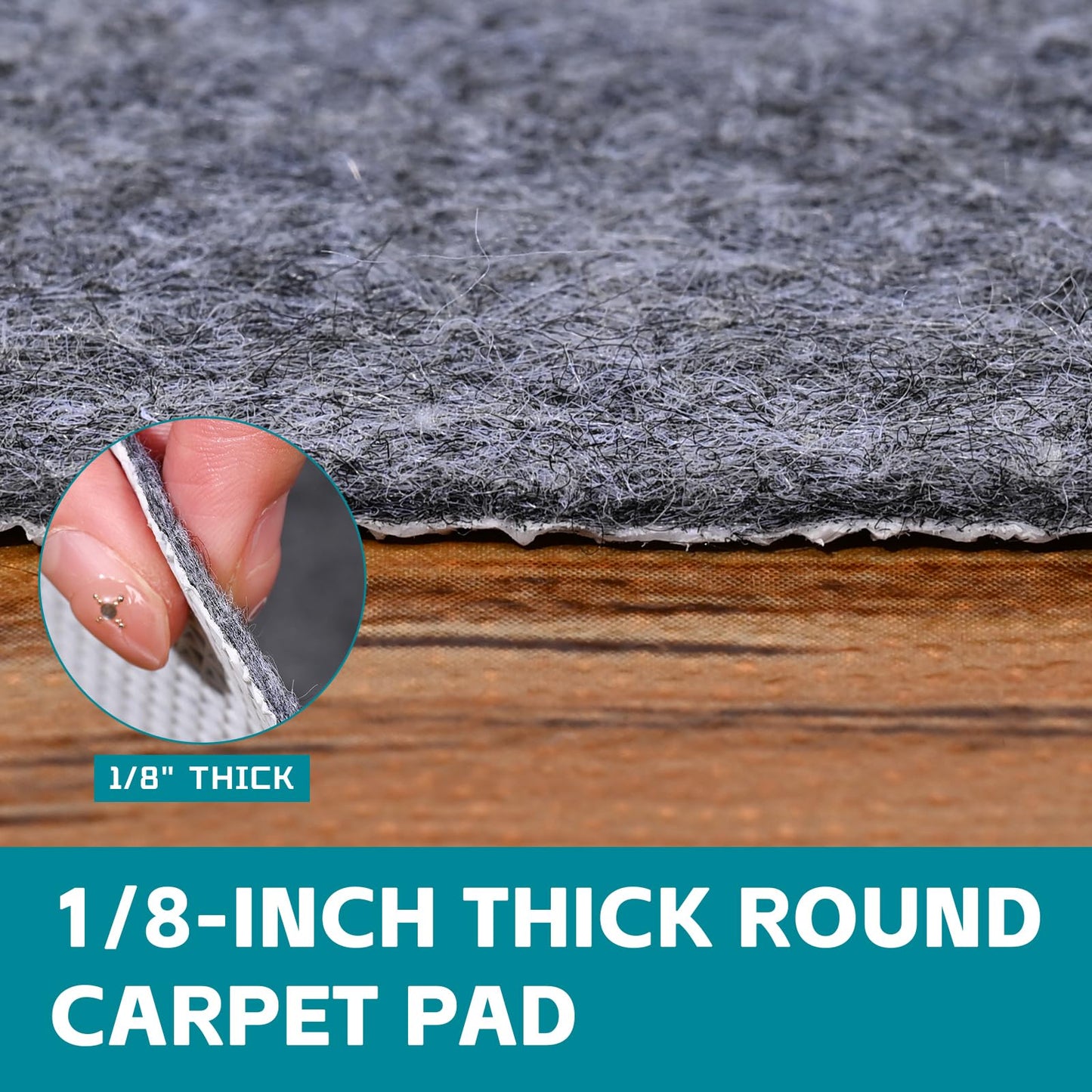 Waterproof Rug Pad Round 1/8 Thick Waterproof Non-Slip Rug Pad, Pad for Hardwood Floors,Rug Pads for All Floors and Finishes, Keeps Carpets in Place Soft and Safe(6FT)
