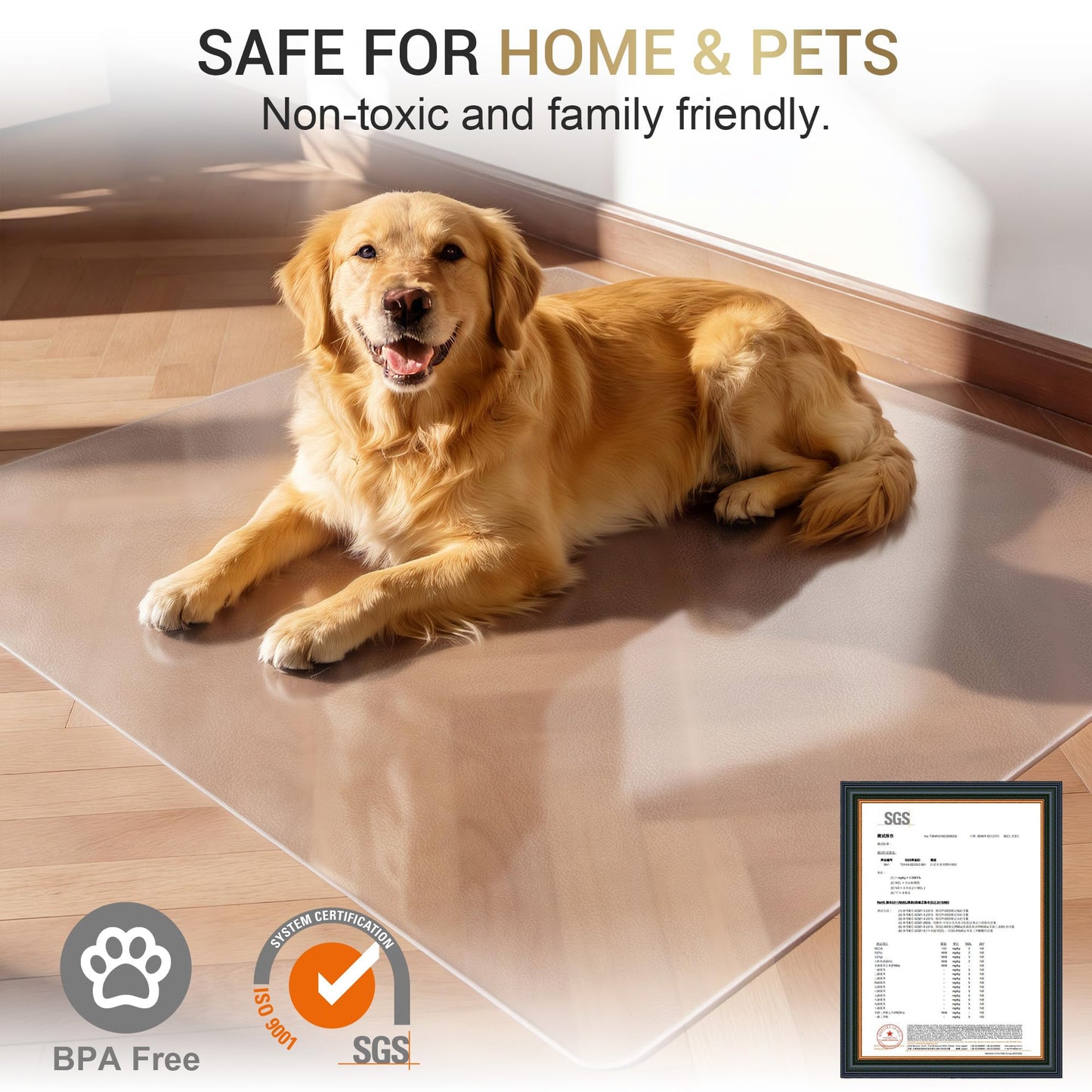 PEADEEAS Office Chair Mat for Hardwood Floor, 36" x 48" Clear Frosted PVC Chair Mat, 1.5mm Heavy Duty Floor Protector for Rolling Chairs, Wood and Tile Floors, Home Office