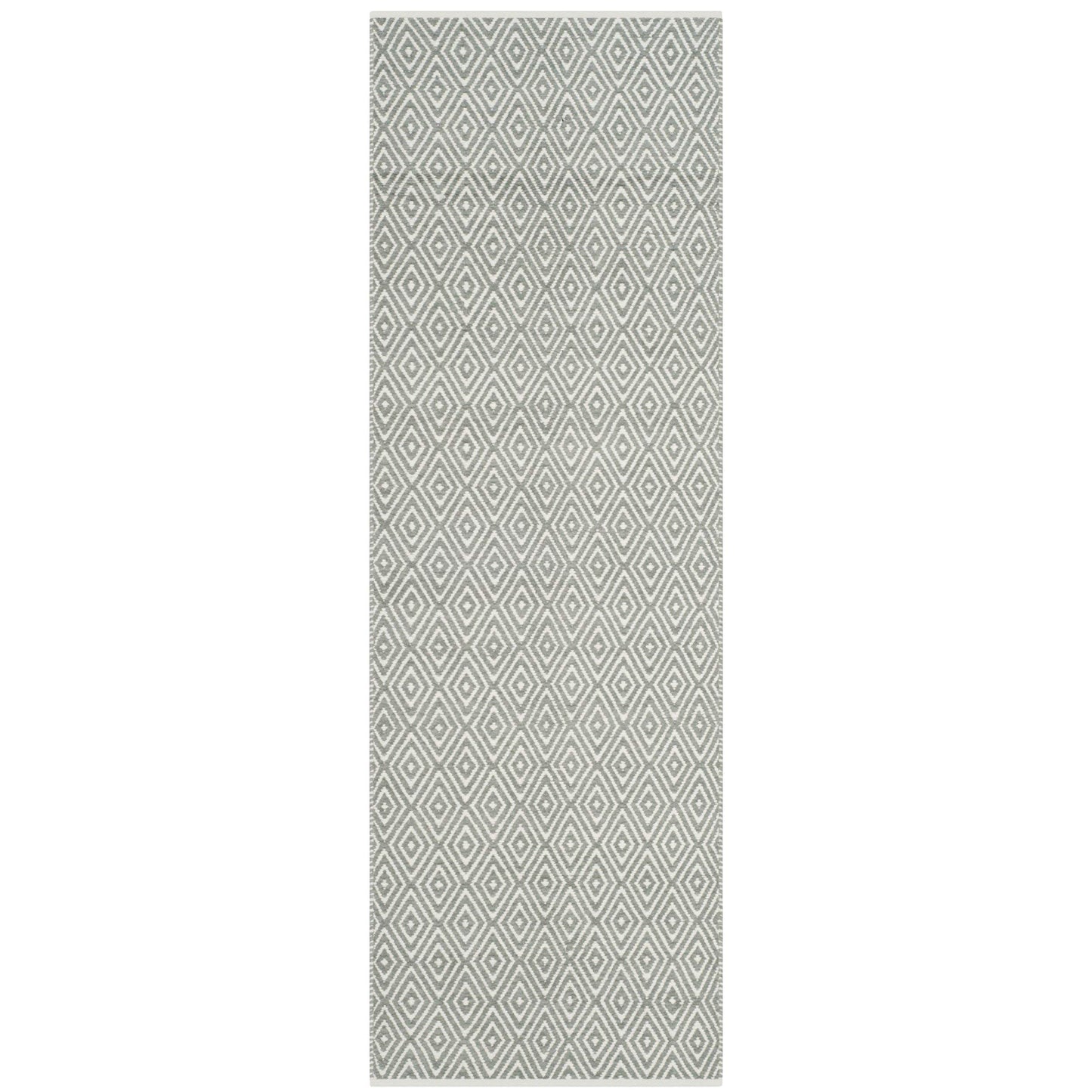 SAFAVIEH Boston Collection 2'3" x 11' Grey BOS682E Handmade Flatweave Cotton Runner Rug