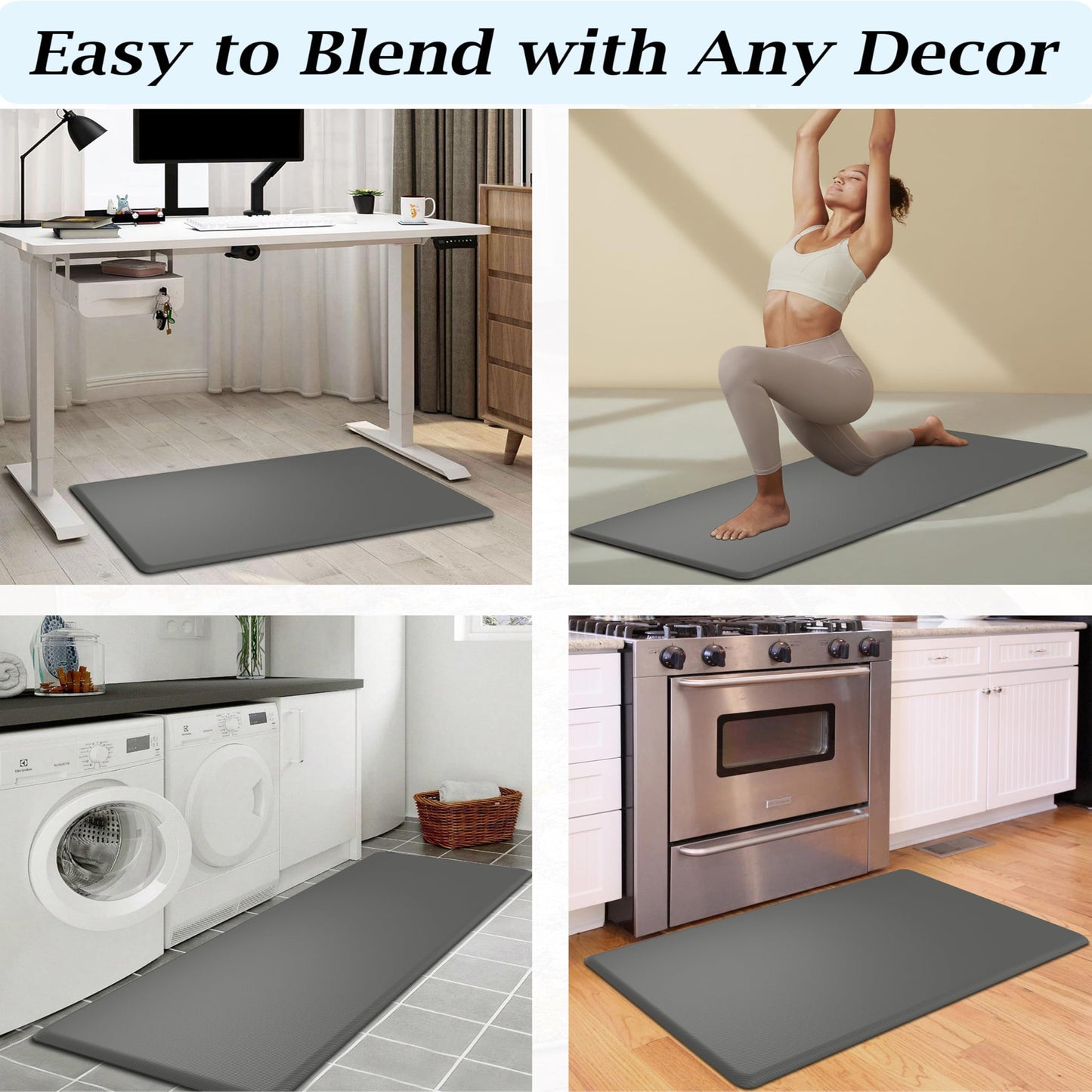 Artnice Kitchen Floor Mats Cushioned Anti Fatigue Mat, Waterproof Non-Slip Standing Desk Mat, 0.75" Heavy Duty Comfort Kitchen Rugs for Home, Work Station, Office(20" x 39", Grey)