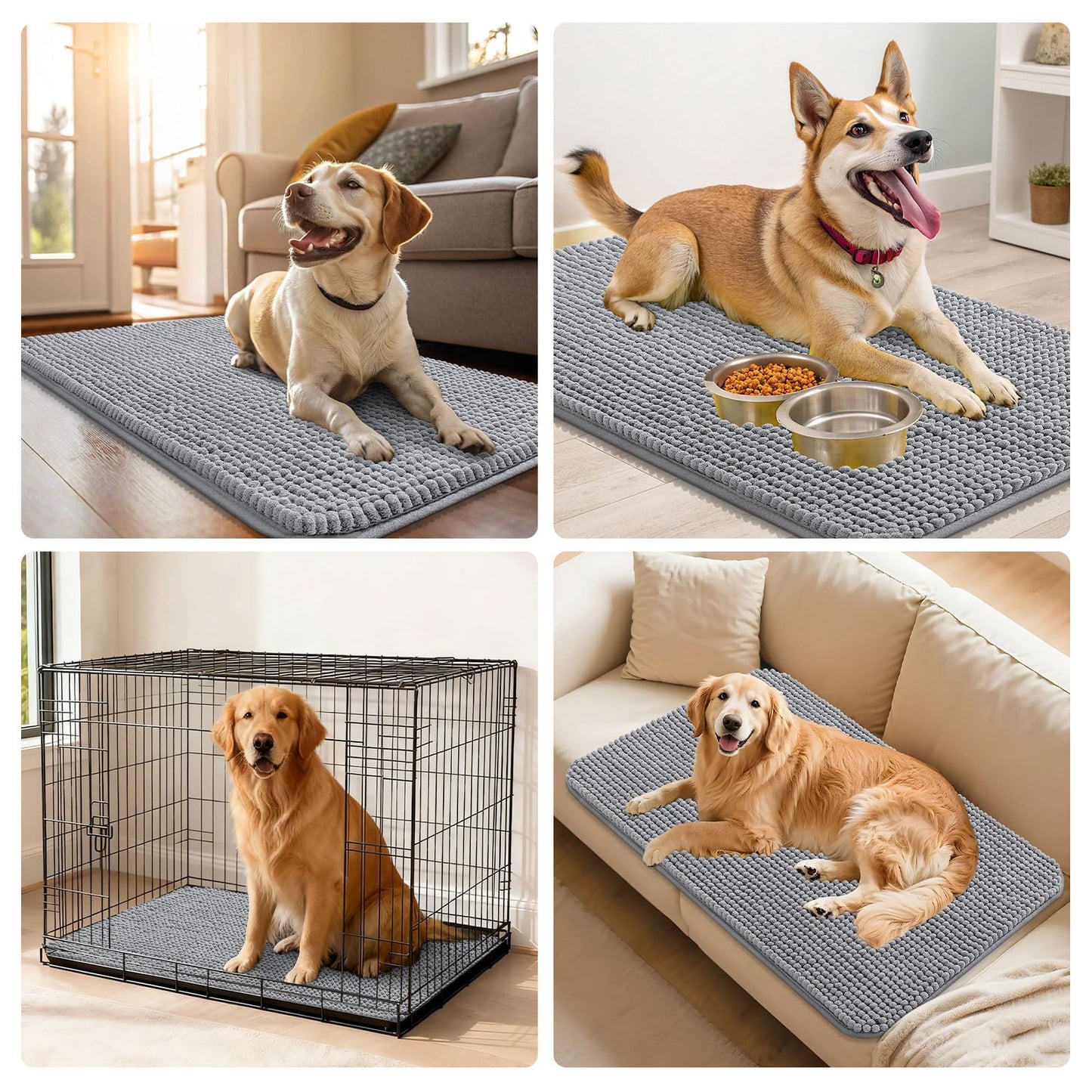 Smiry Dog Door Mat for Muddy Paws 48x30, Absorbent Microfiber Dirt Trapper Pet Doormat, Non-Slip Washable Quick Dry Chenille Front Door Mat, Entryway Rug for Indoor and Outdoor, Grey